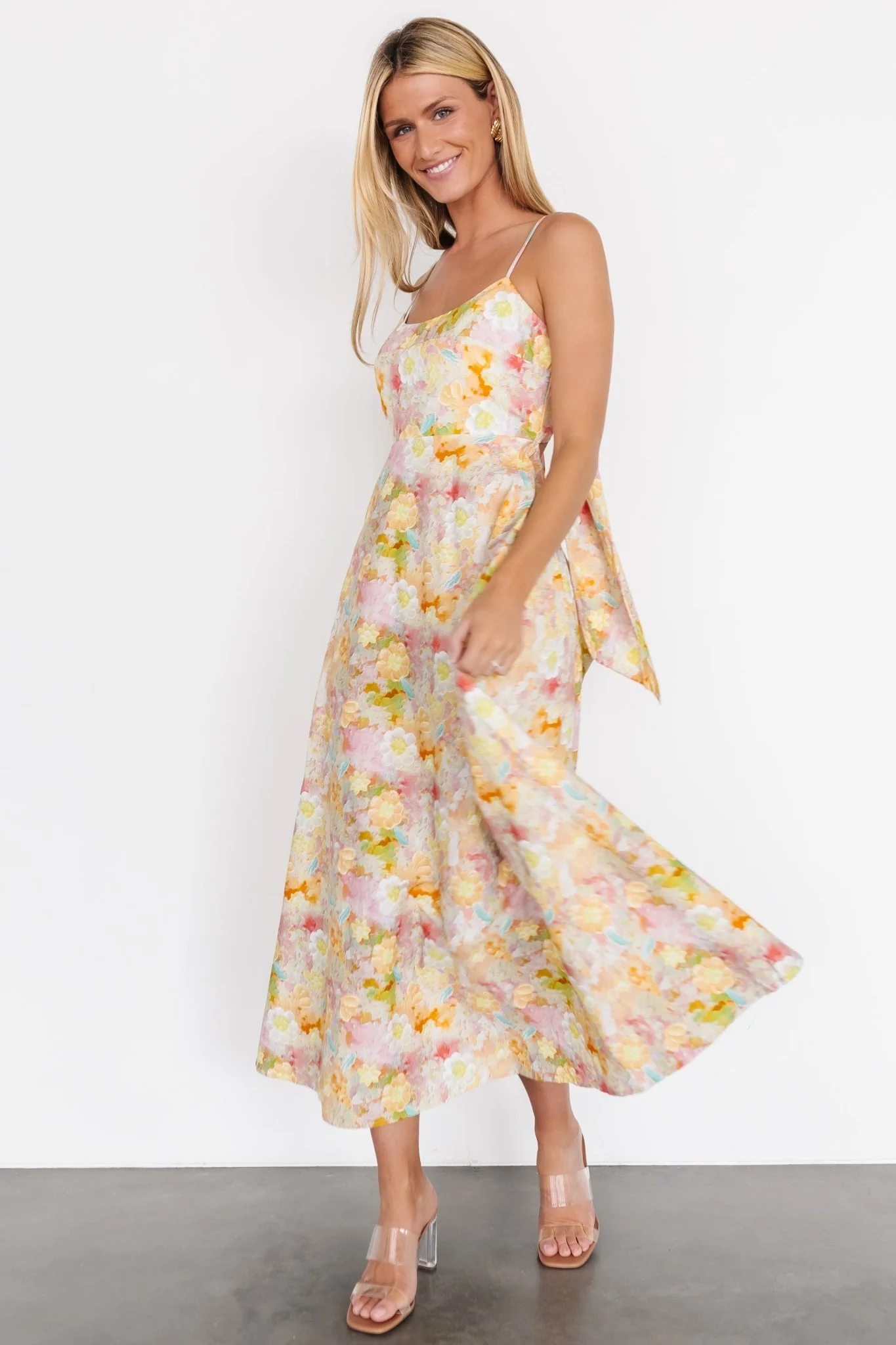 Katalina Back Tie Midi Dress | Pastel Multi