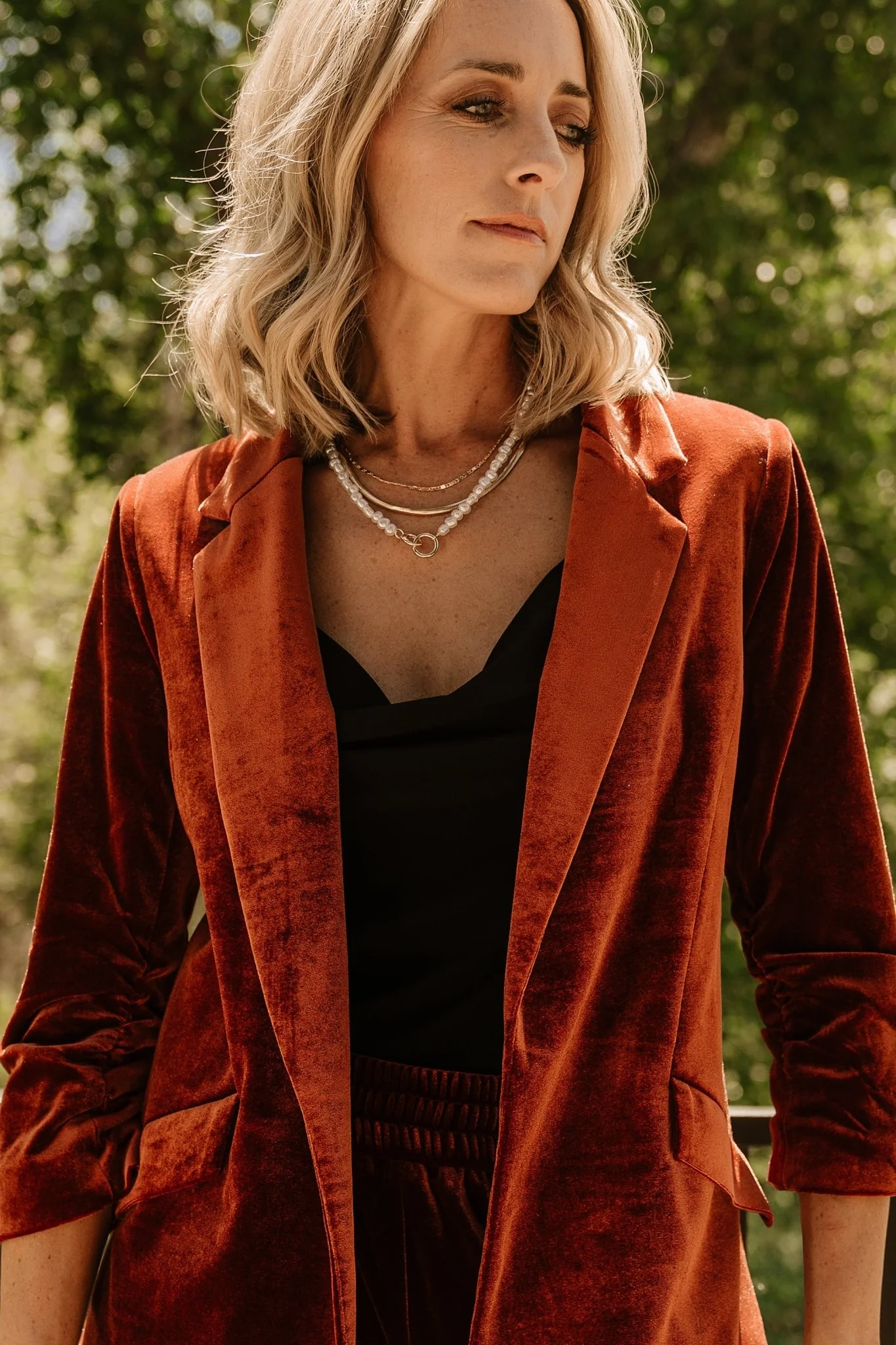 Brinton Velvet Blazer | Cinnamon