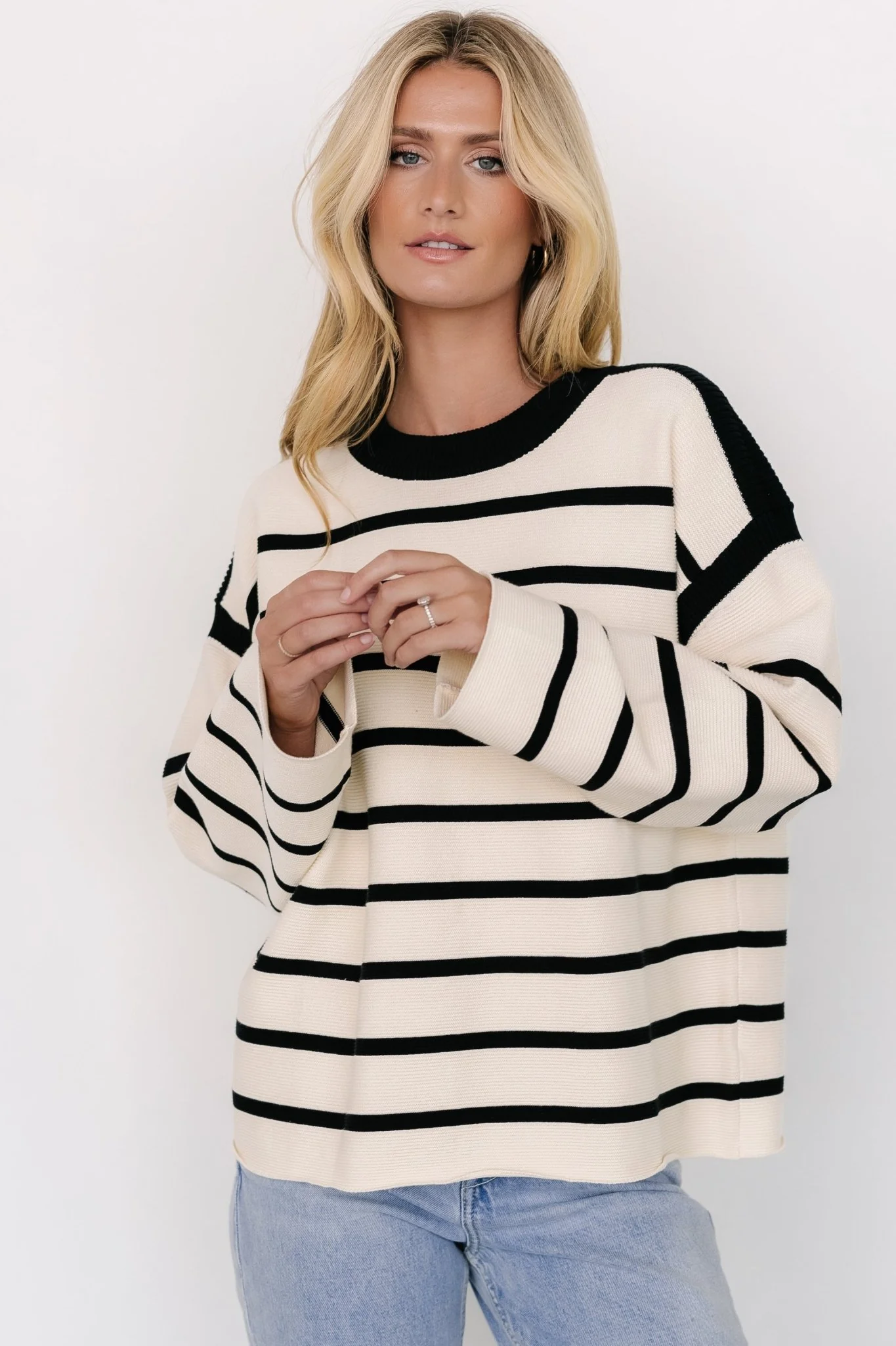 Conway Striped Sweater | Cream + Black