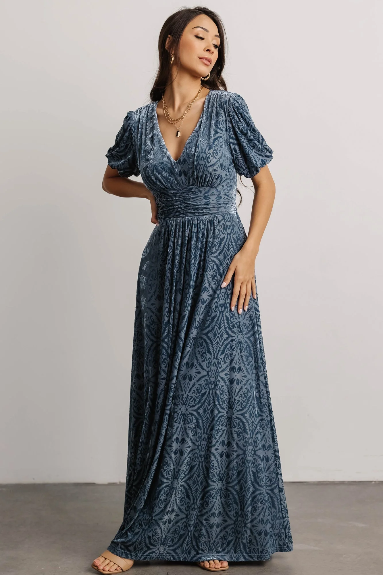 Leslie Velvet Maxi Dress | Blue