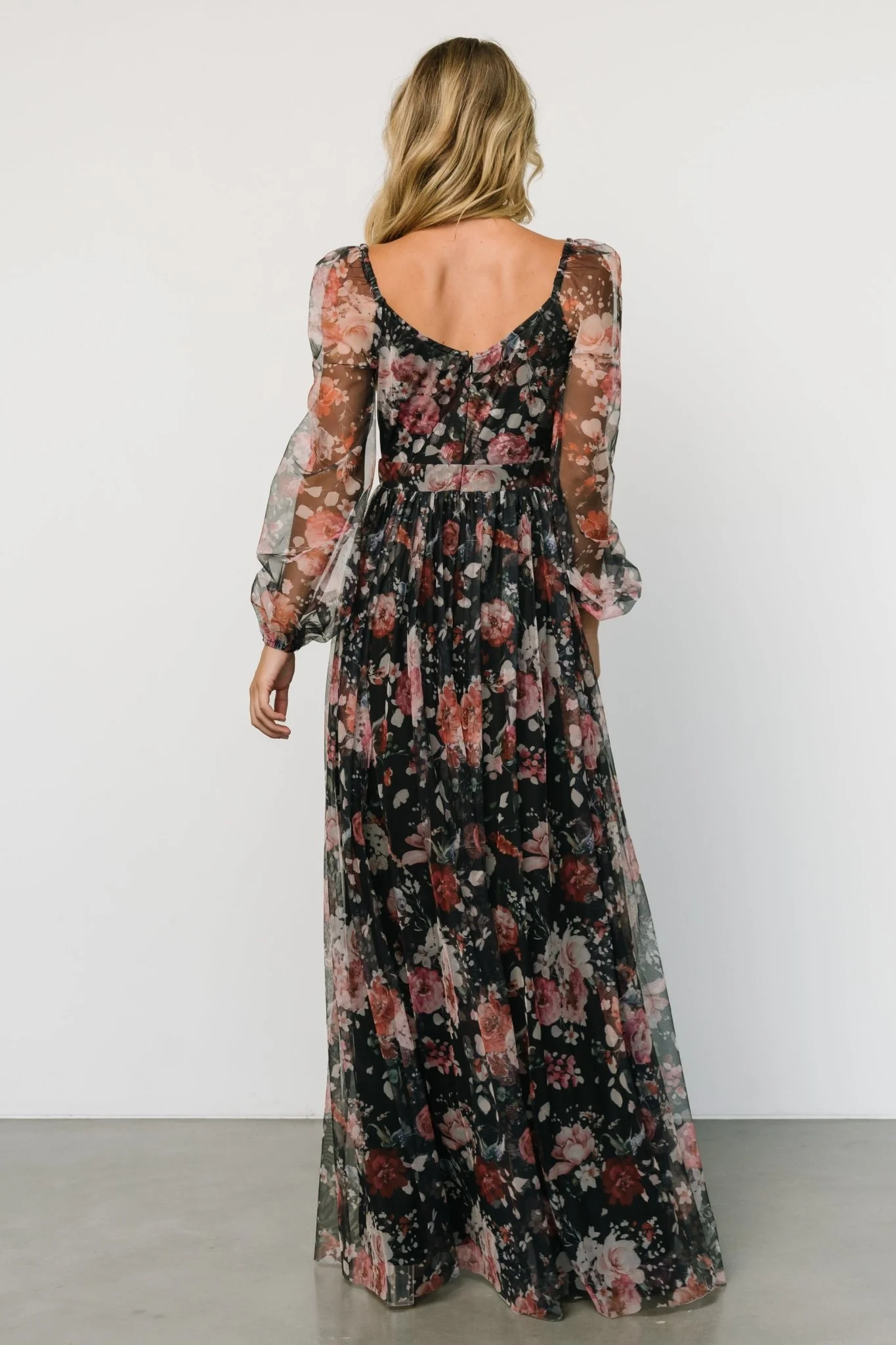 Desiree Tulle Maxi Dress | Black + Berry