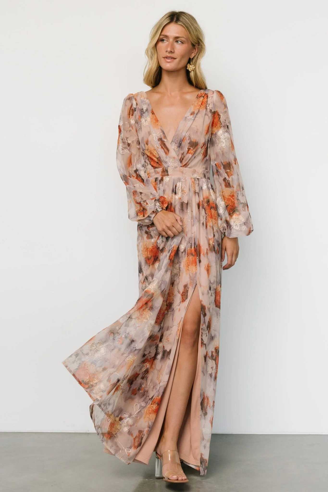 Helene Maxi Dress | Taupe Multi