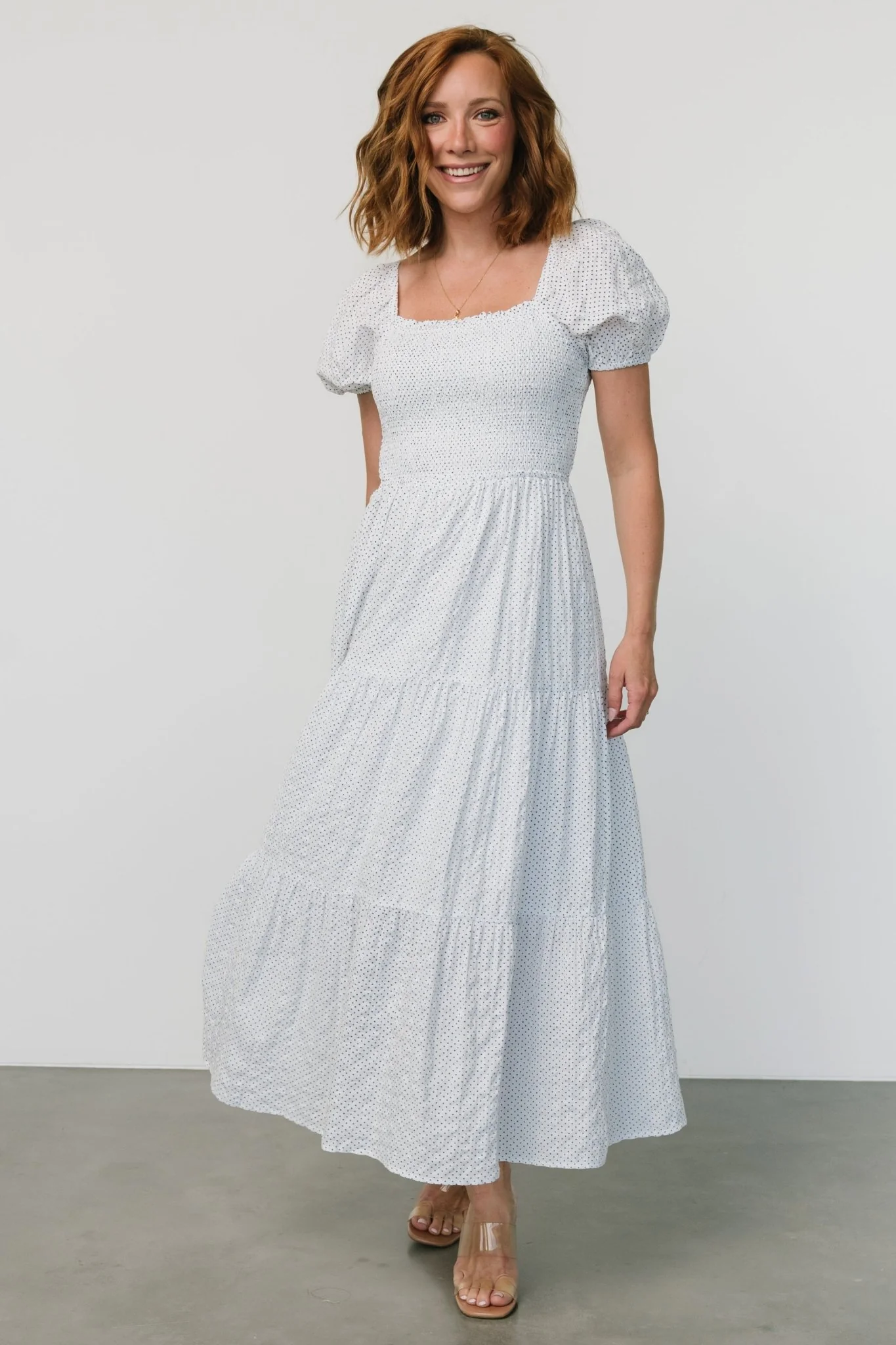 Calliope Smocked Maxi Dress | White Print