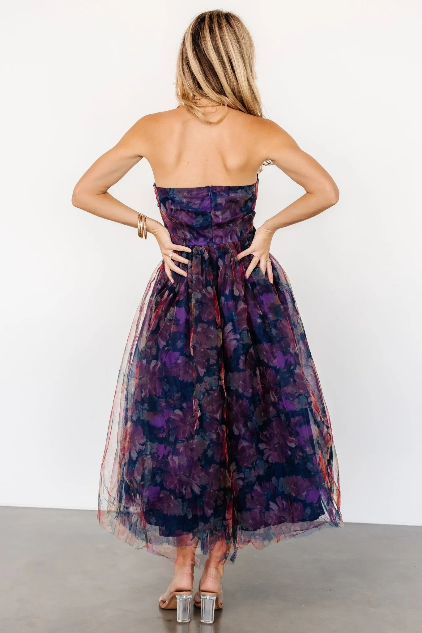 Cristelle Strapless Dress | Navy Multi Floral