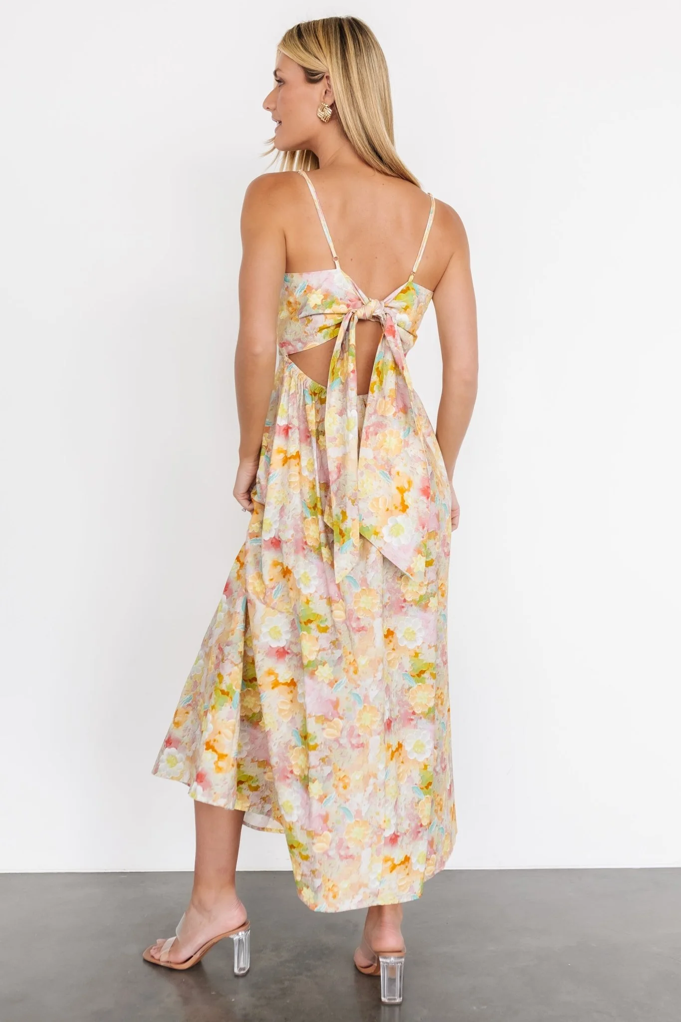 Katalina Back Tie Midi Dress | Pastel Multi