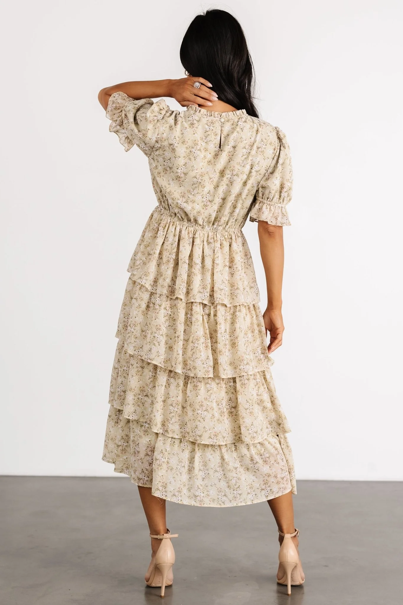 Pia Tiered Midi Dress | Light Sage Floral