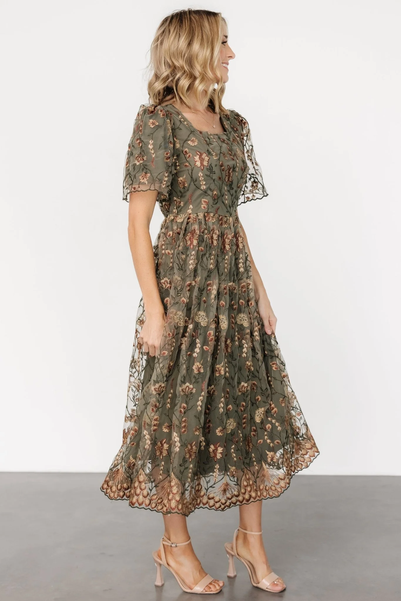 Ravenna Embroidered Dress | Olive Floral