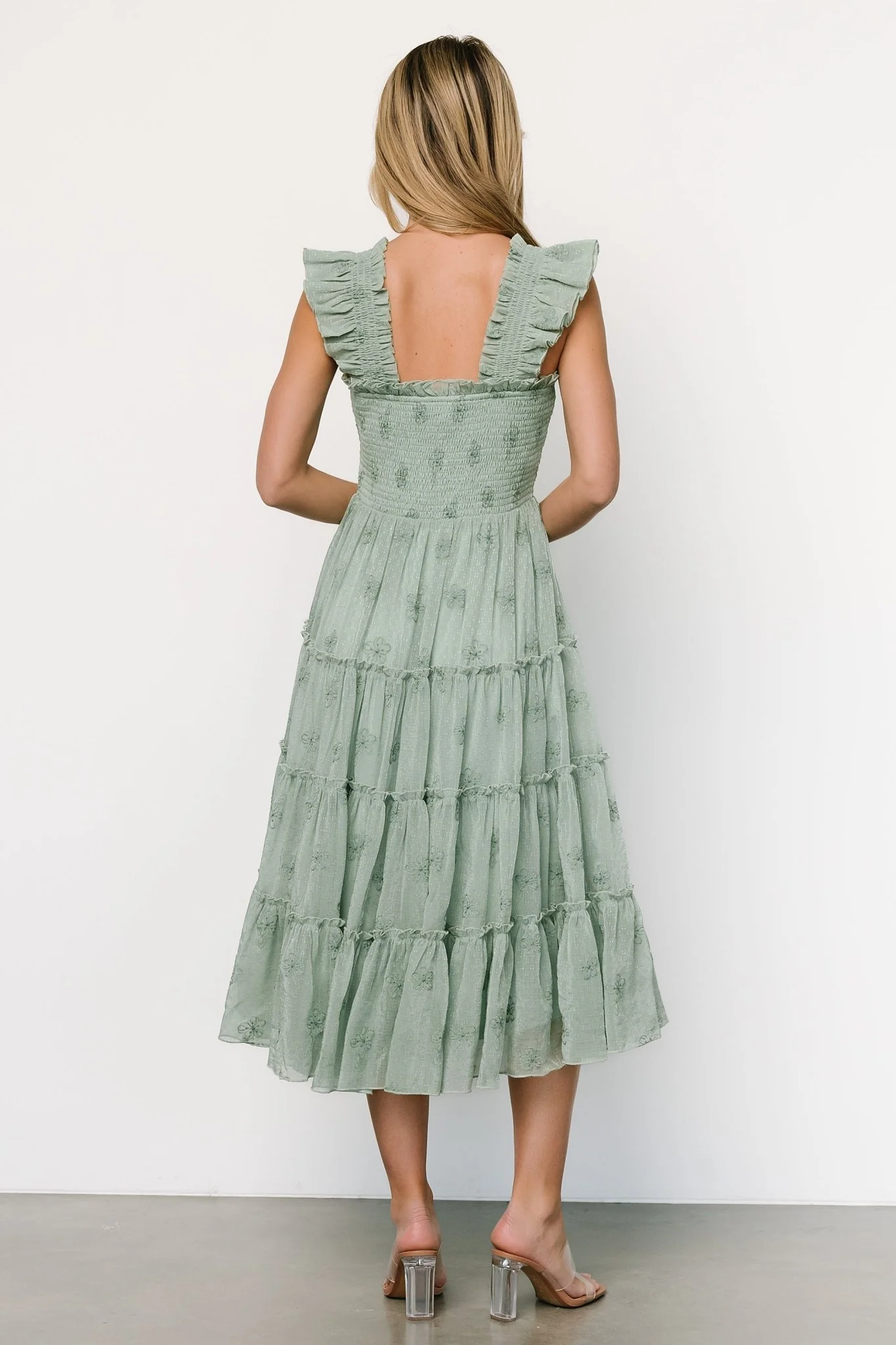 Holland Embroidered Dress | Light Sage