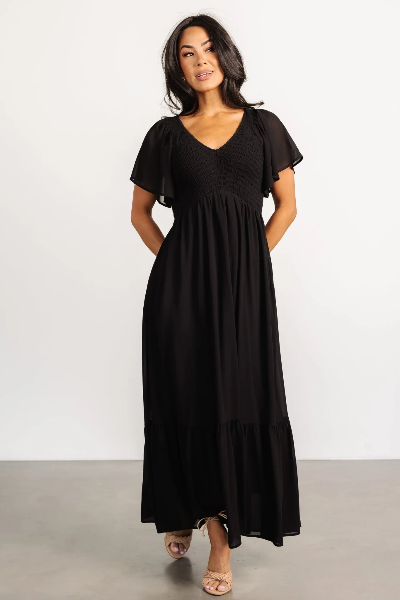 Monica Smocked Dress | Black