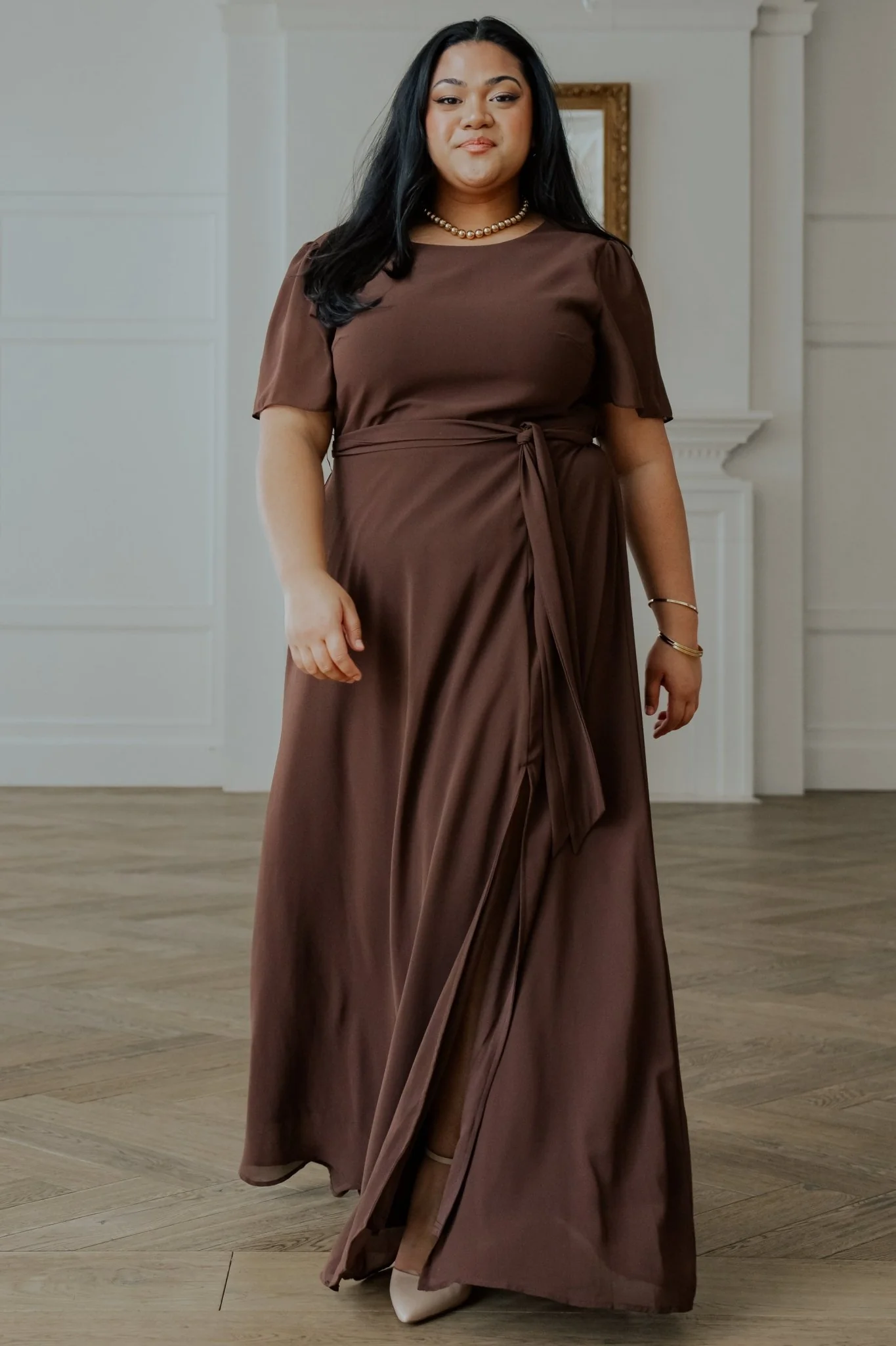 Naomi Short Sleeve Maxi Dress | Espresso
