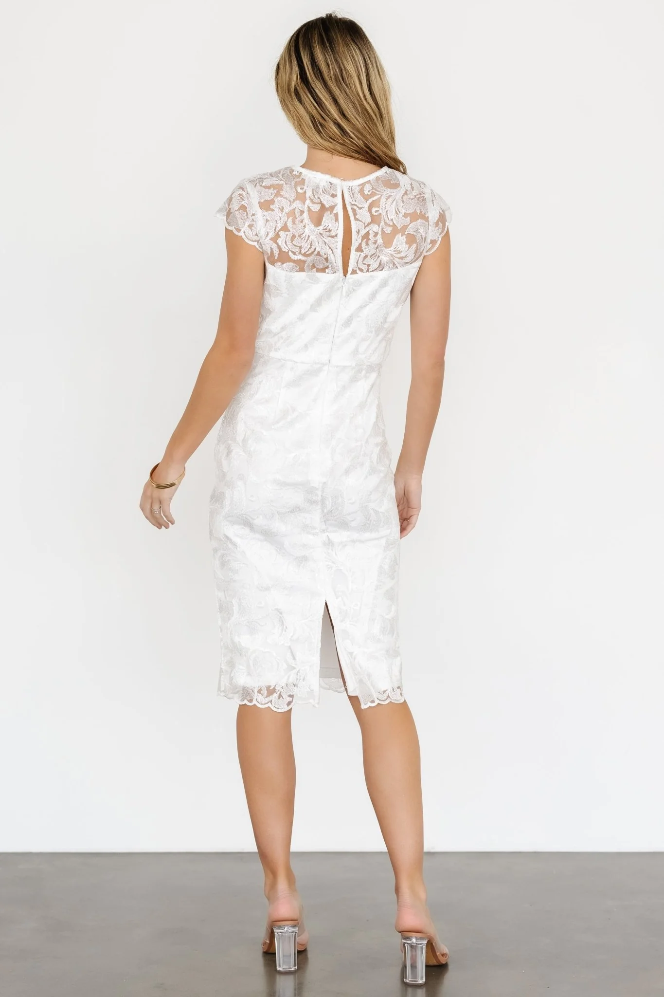 Jacqueline Embossed Midi Dress | White