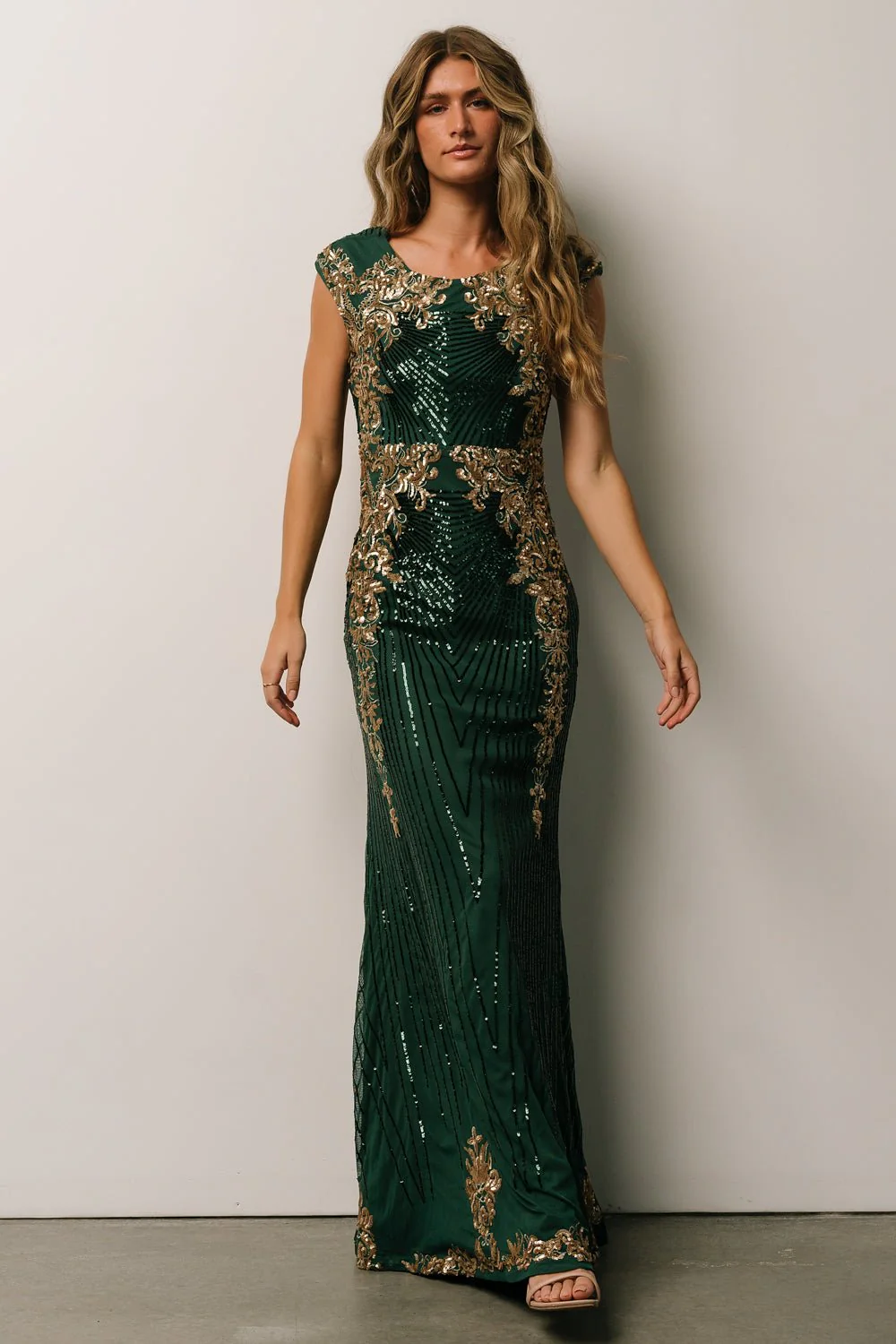 Azura Sequin Gown | Green + Gold