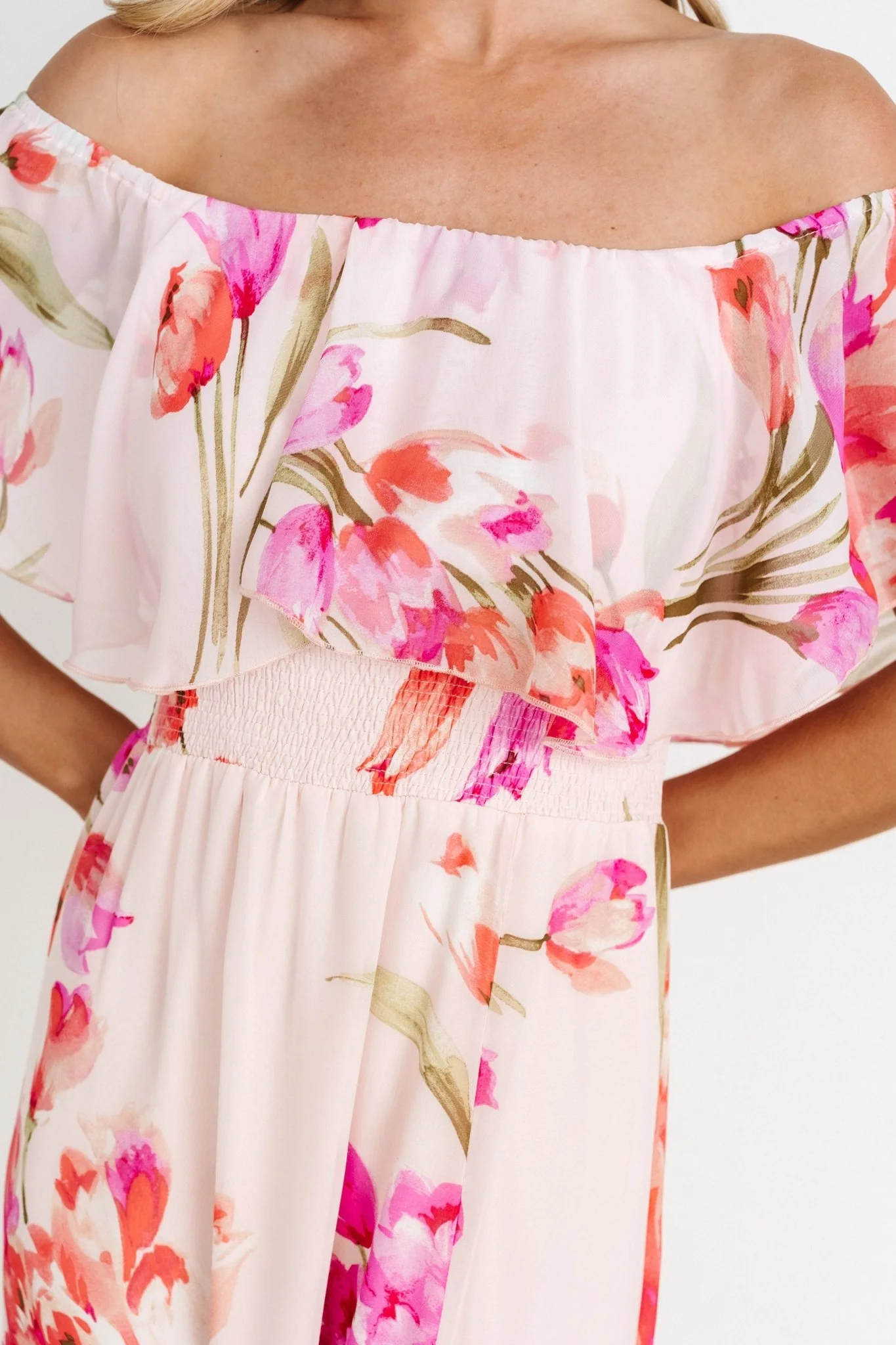 Daphne Off Shoulder Maxi Dress | Blush Floral