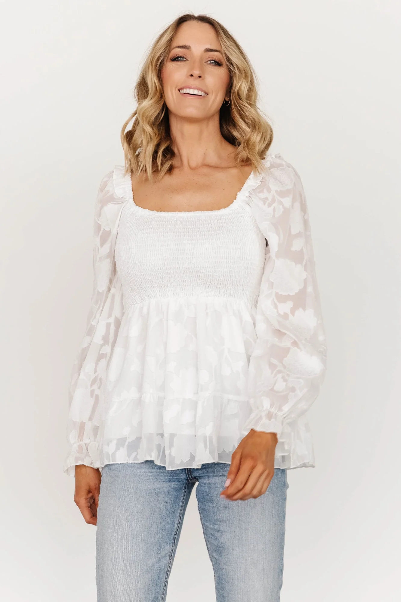 Ines Smocked Top | White