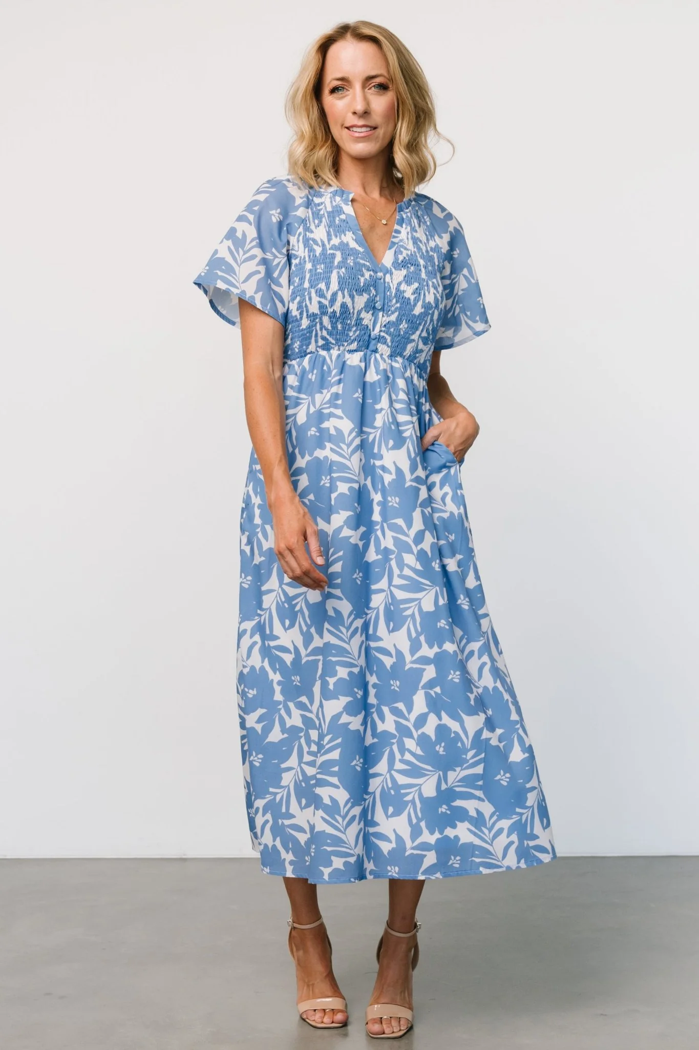 Annise Midi Dress | Blue Floral