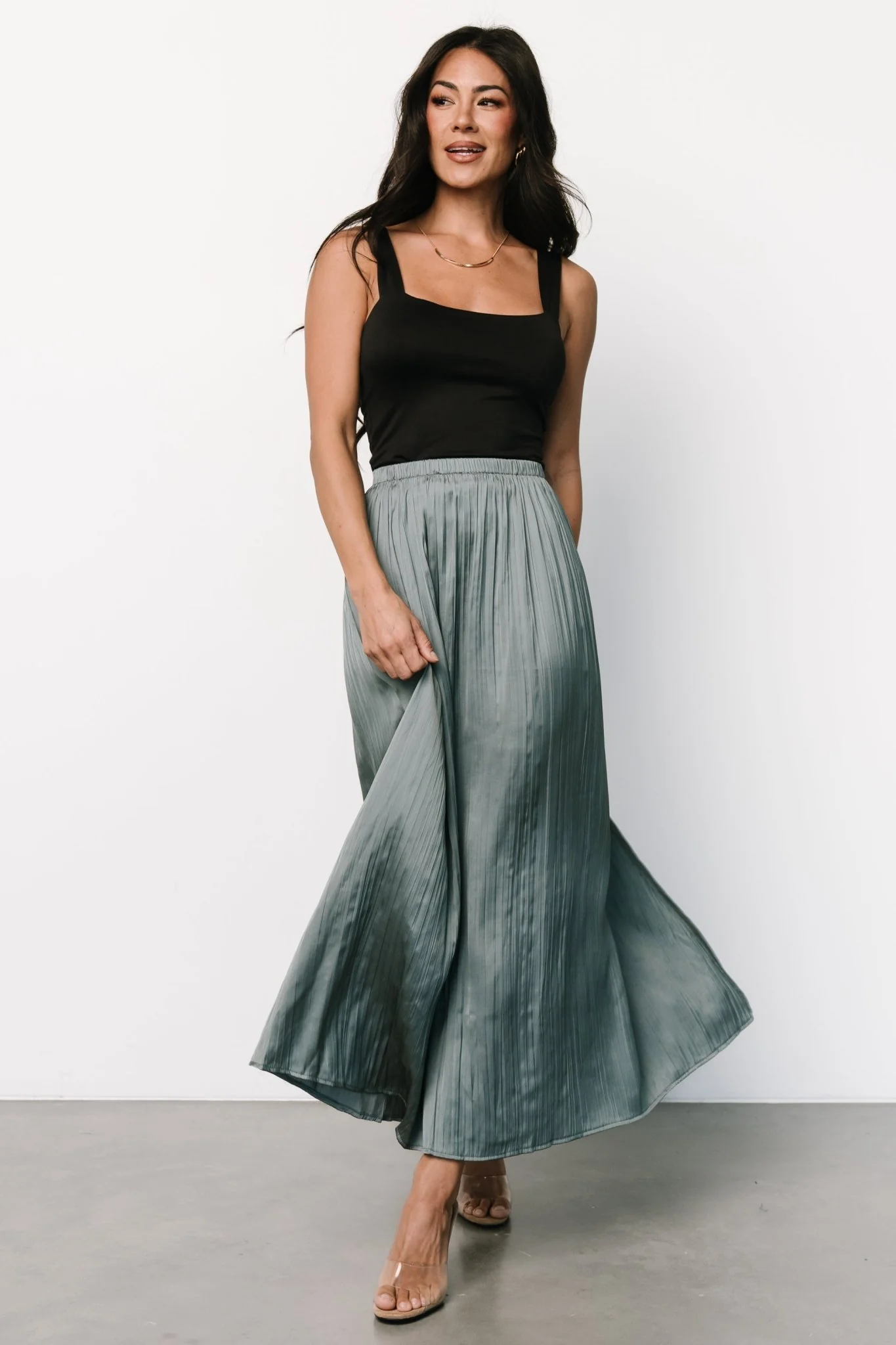 Baker Satin Skirt | Eucalyptus
