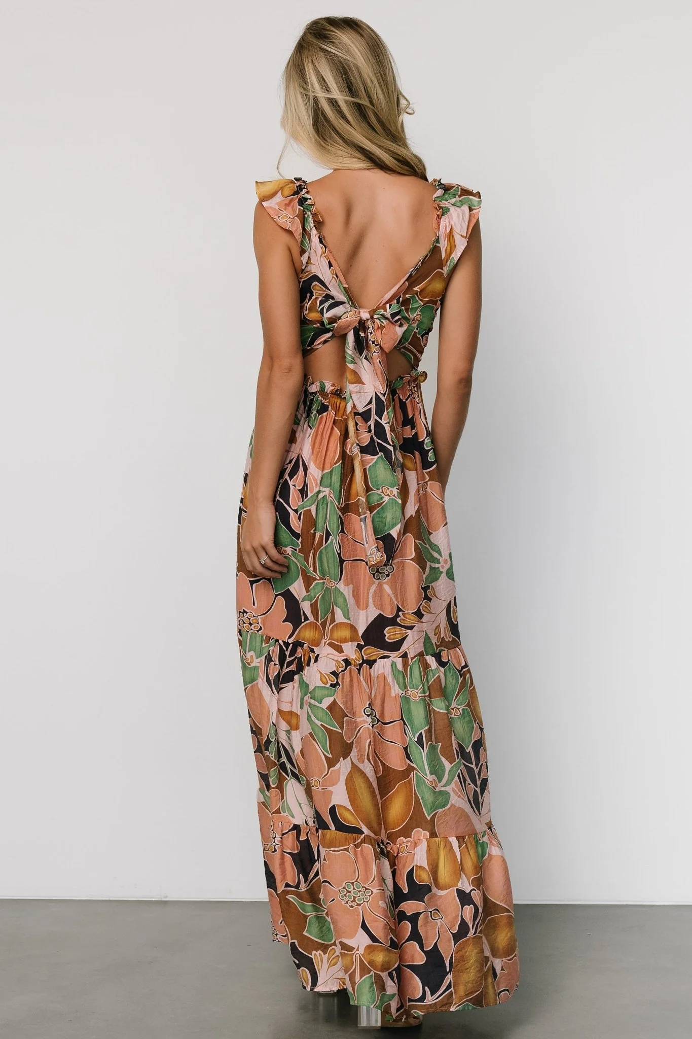 Nylah Back Tie Maxi Dress | Mocha Multi