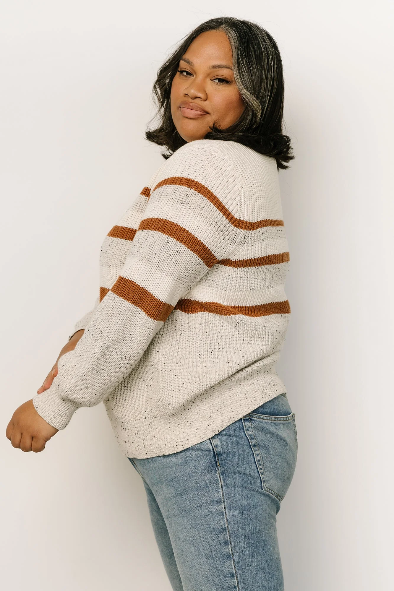Peyton Striped Sweater | Cream + Camel
