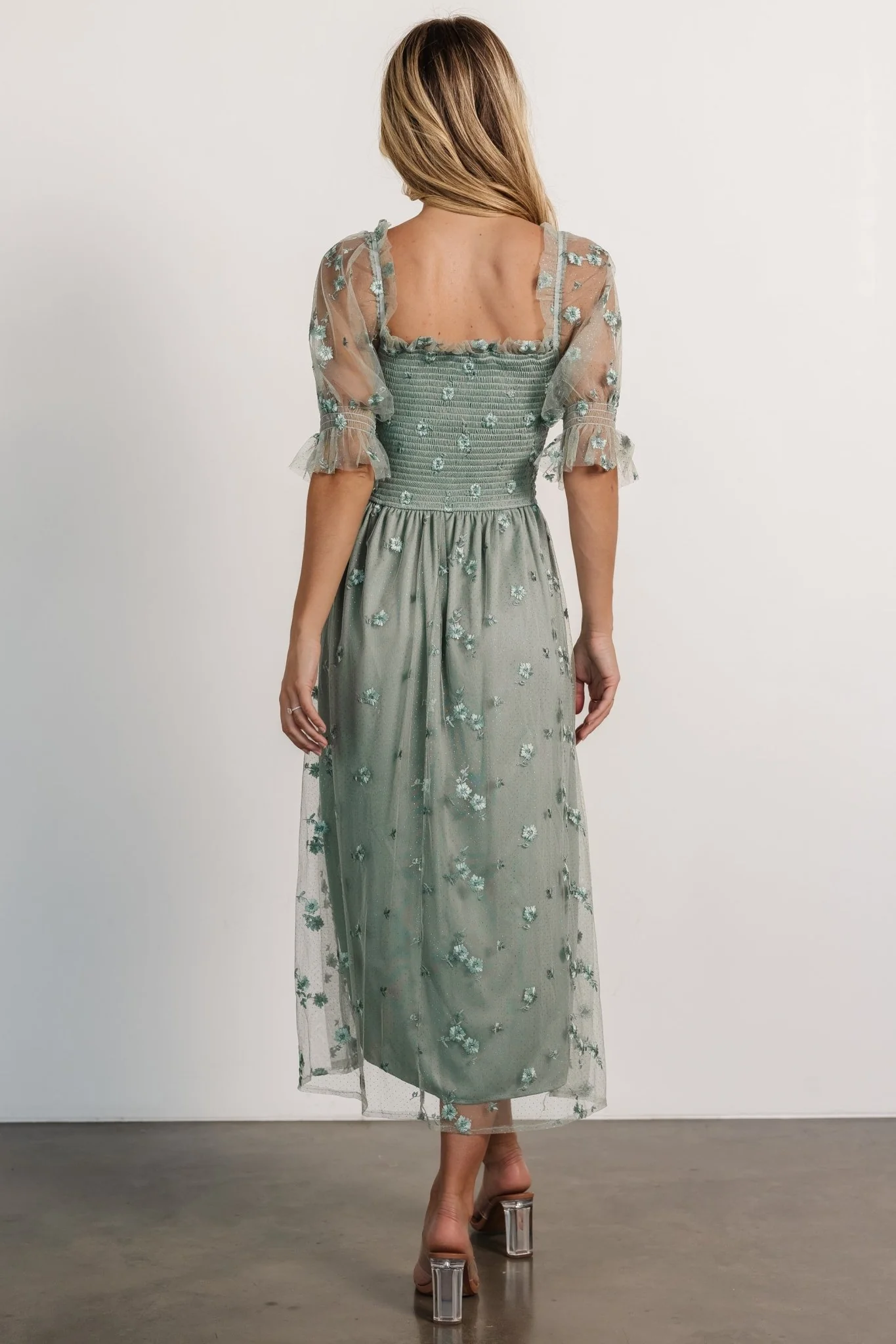 Emilia Embroidered Dress | Sage