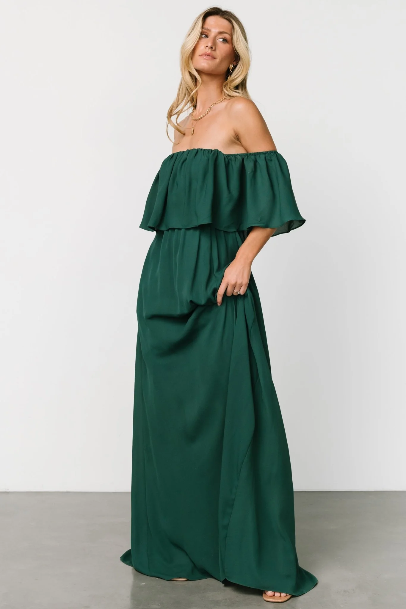 Diana Off Shoulder Maxi Dress | Emerald