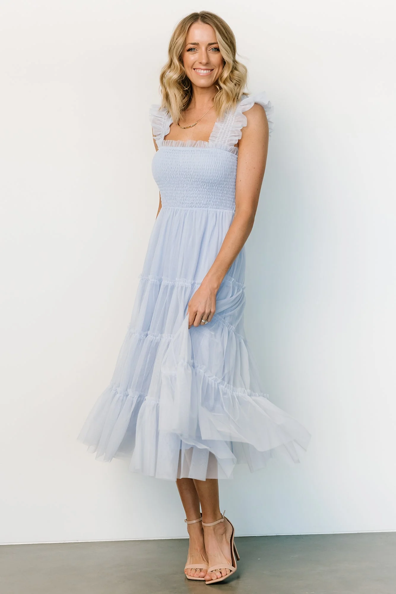 Emma Smocked Tulle Dress | Light Blue