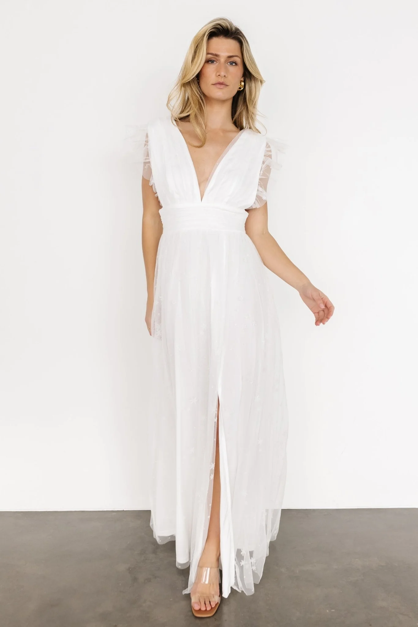 Nova Shimmer Maxi Dress | White
