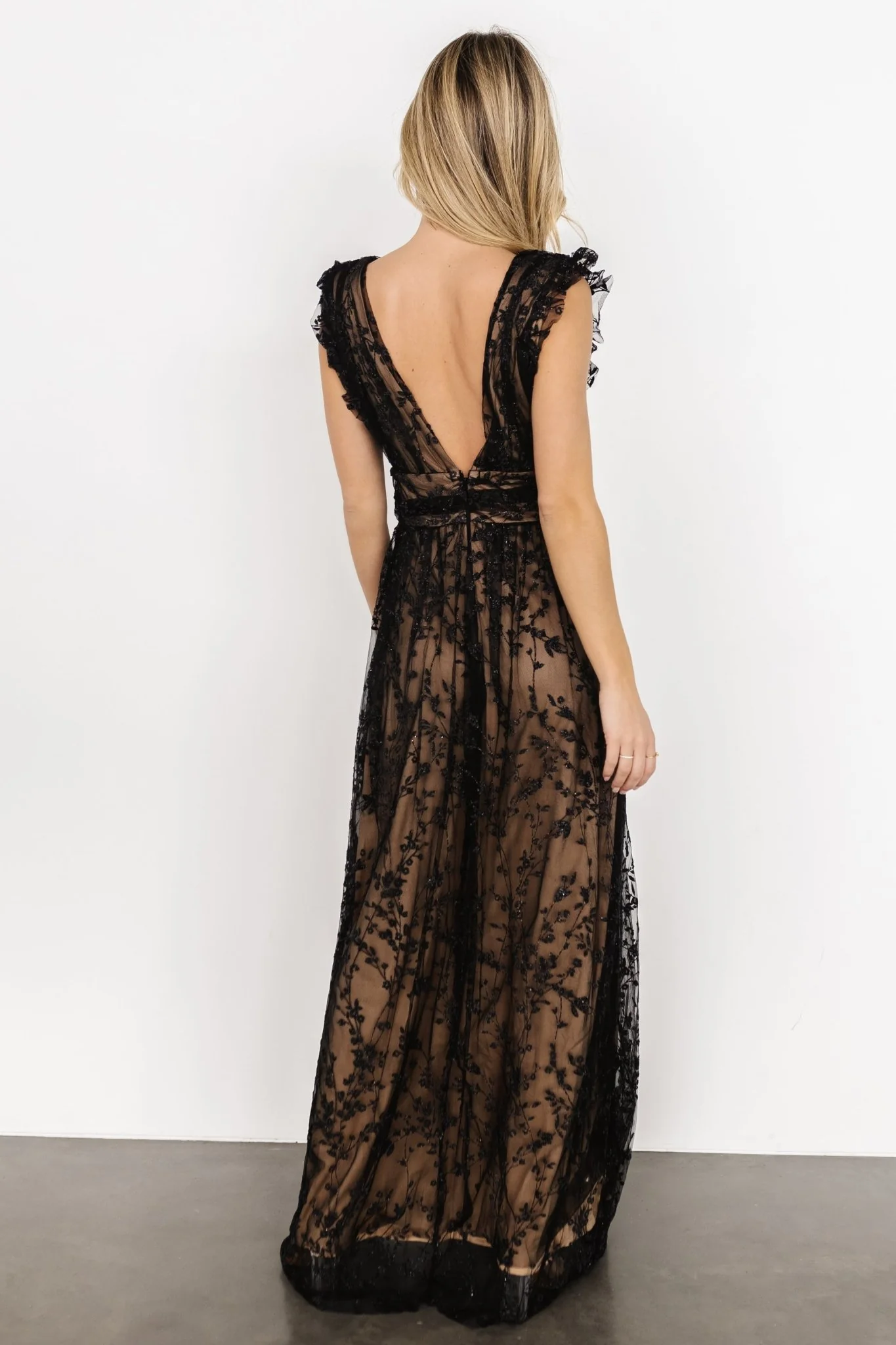 Arlene Shimmer Gown | Black + Nude