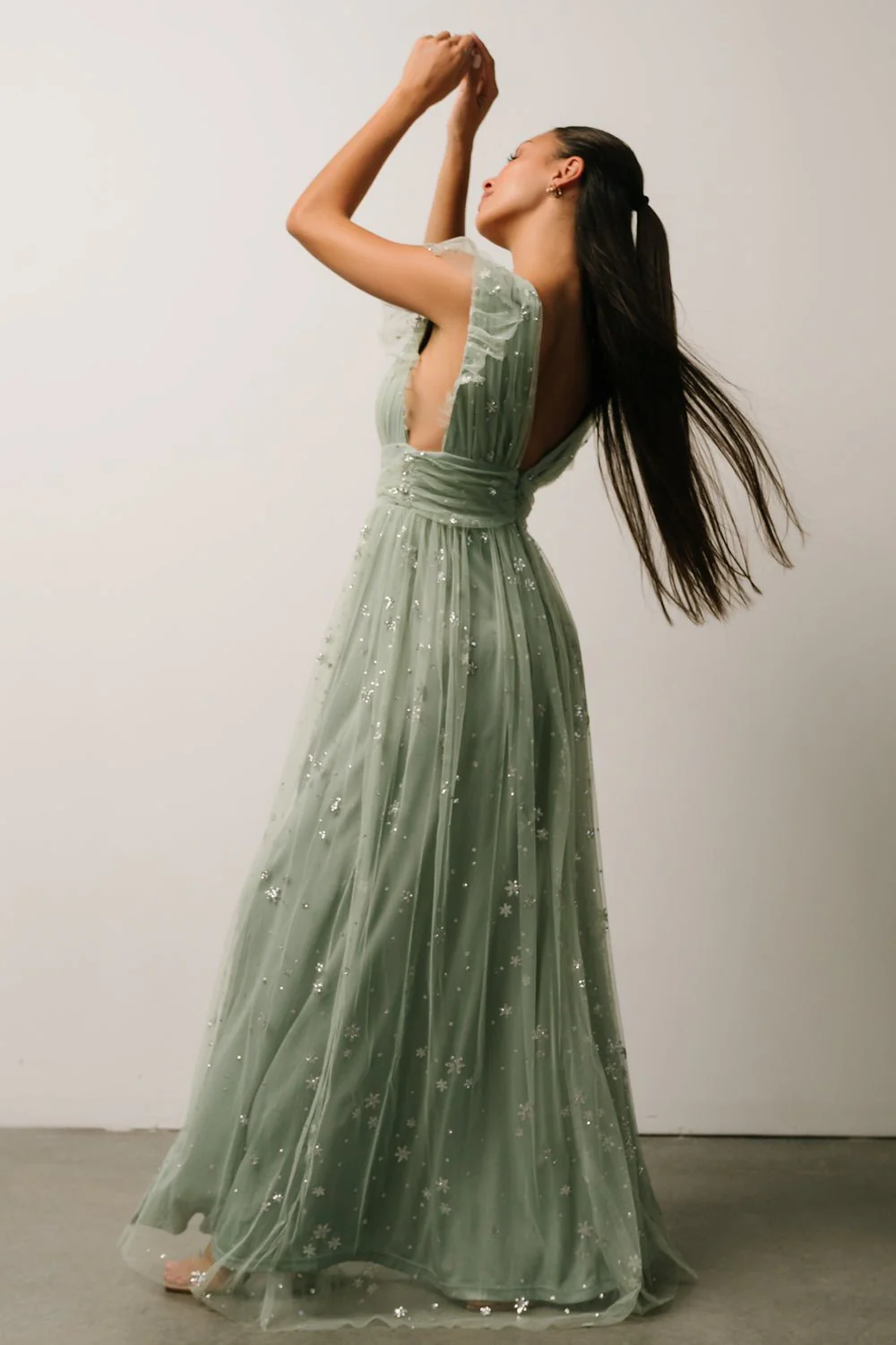 Nova Shimmer Maxi Dress | Sage + Silver