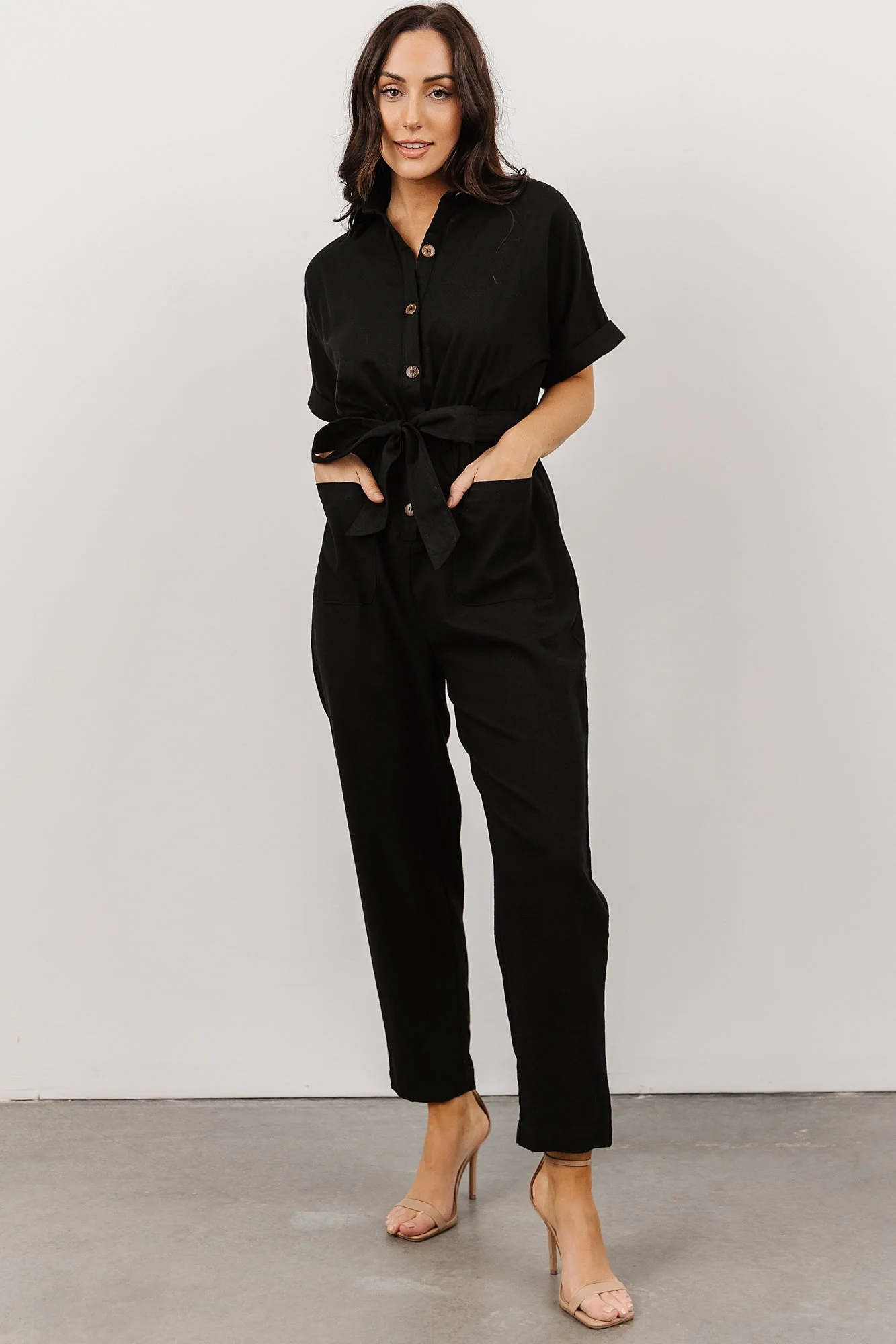 Dallas Button Up Jumpsuit | Black