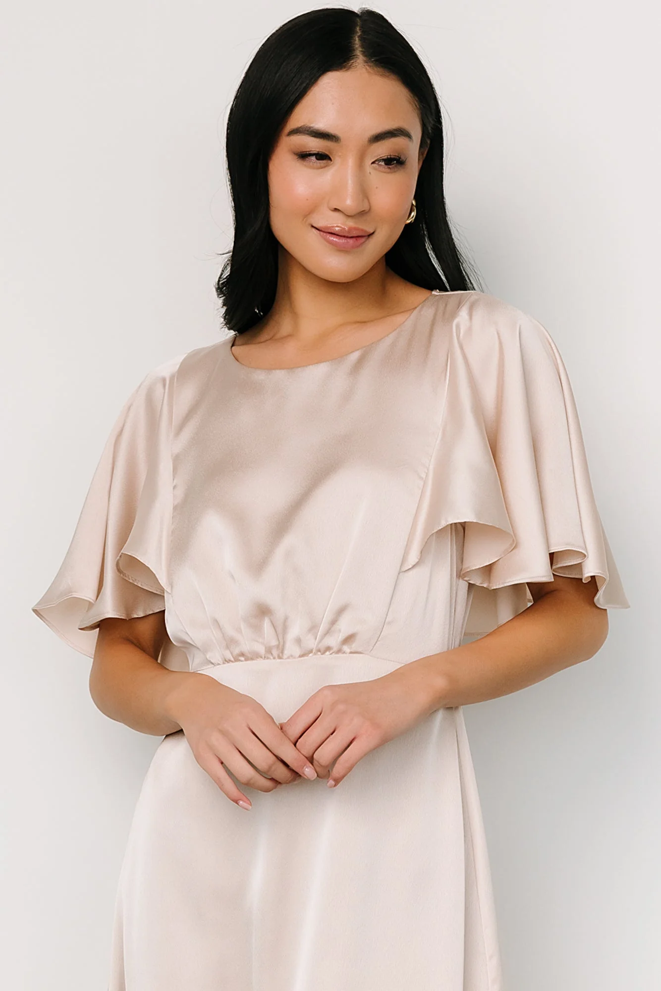 Cinta Satin Midi Dress | Champagne