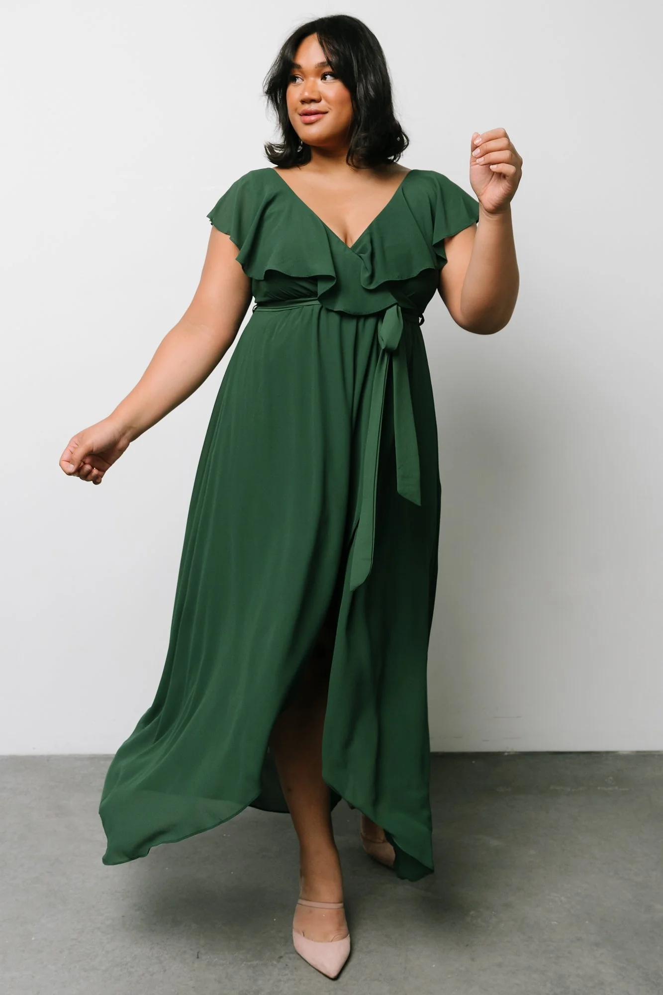 Katya Ruffle Maxi Dress | Evergreen