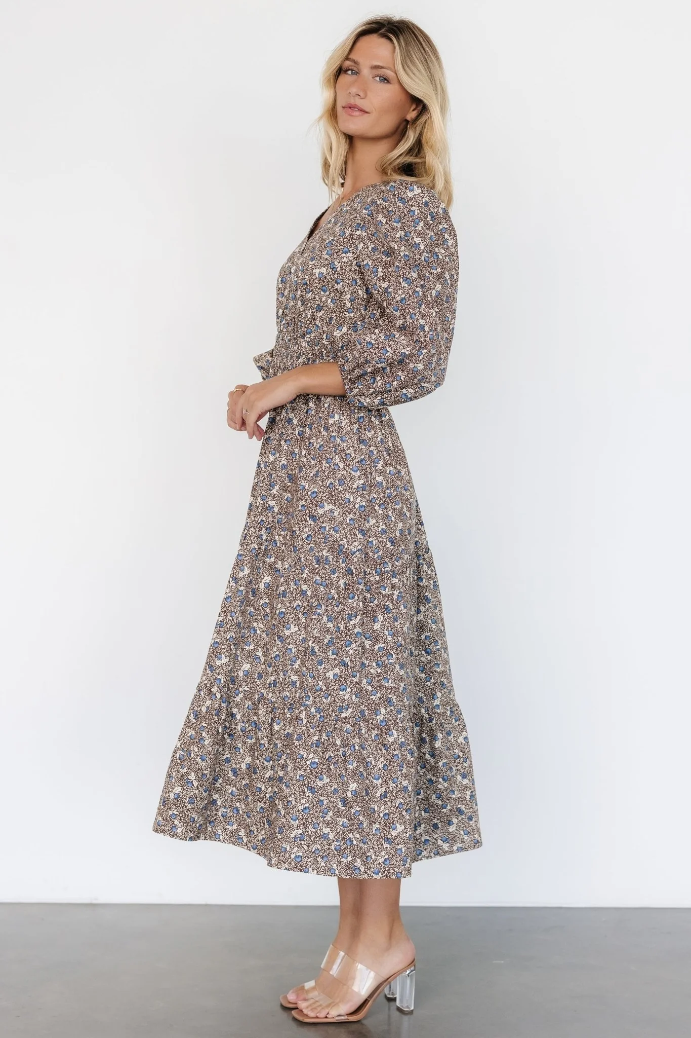 Leona Dress | Brown + Blue Multi