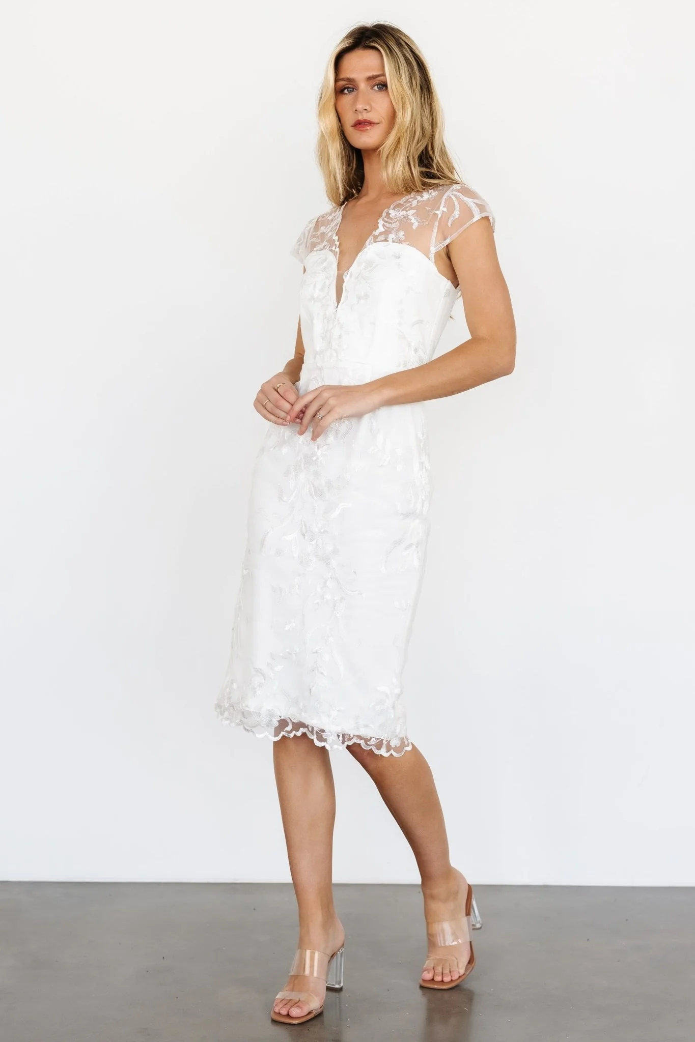 Delphine Applique Midi Dress | Off White