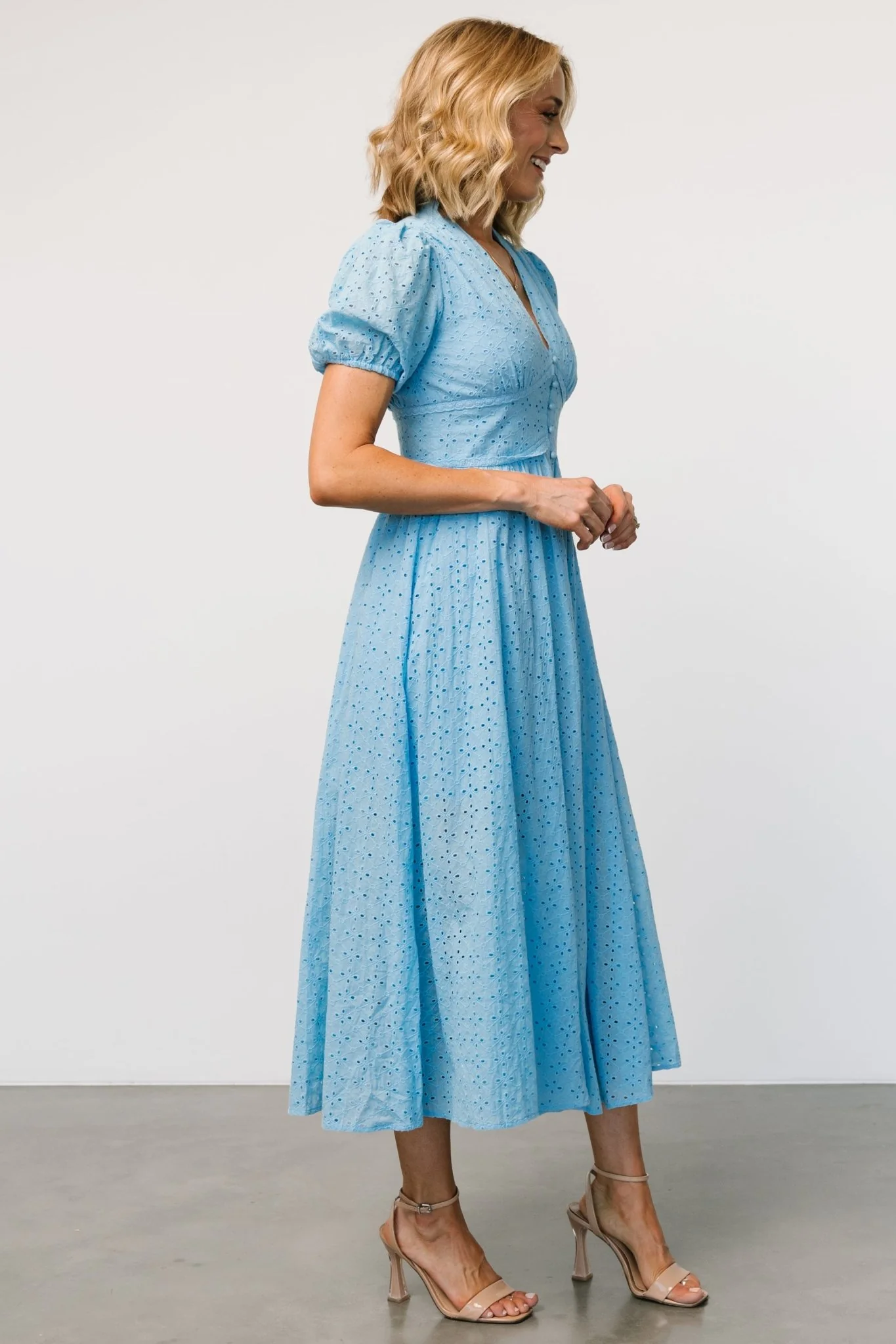 Esther Eyelet Midi Dress | Blue