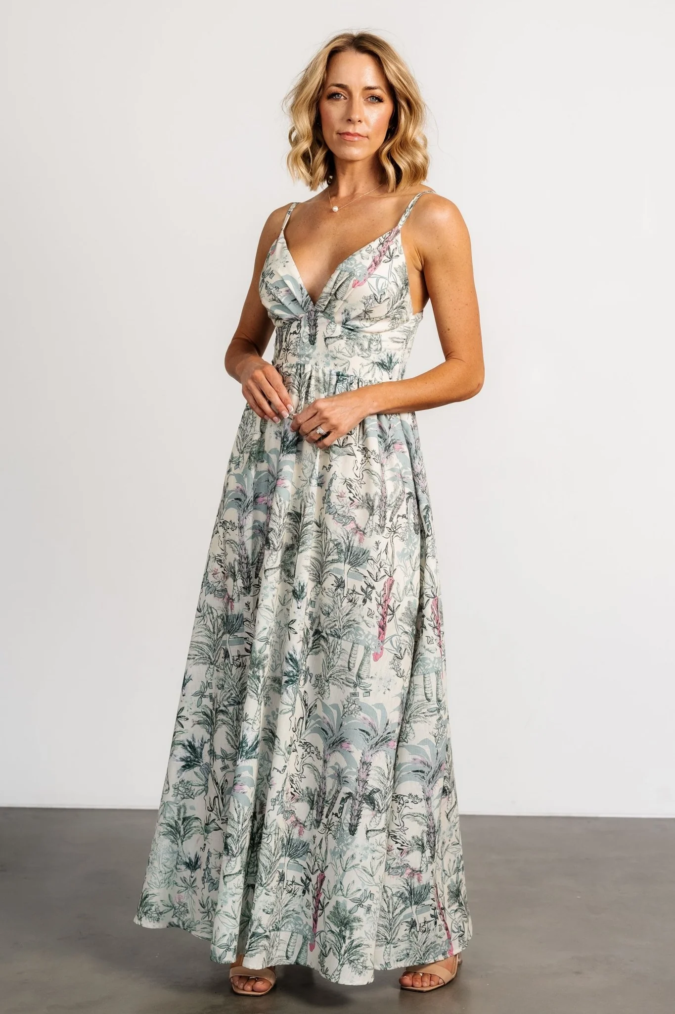 Naia Maxi Dress | Natural + Sage Print