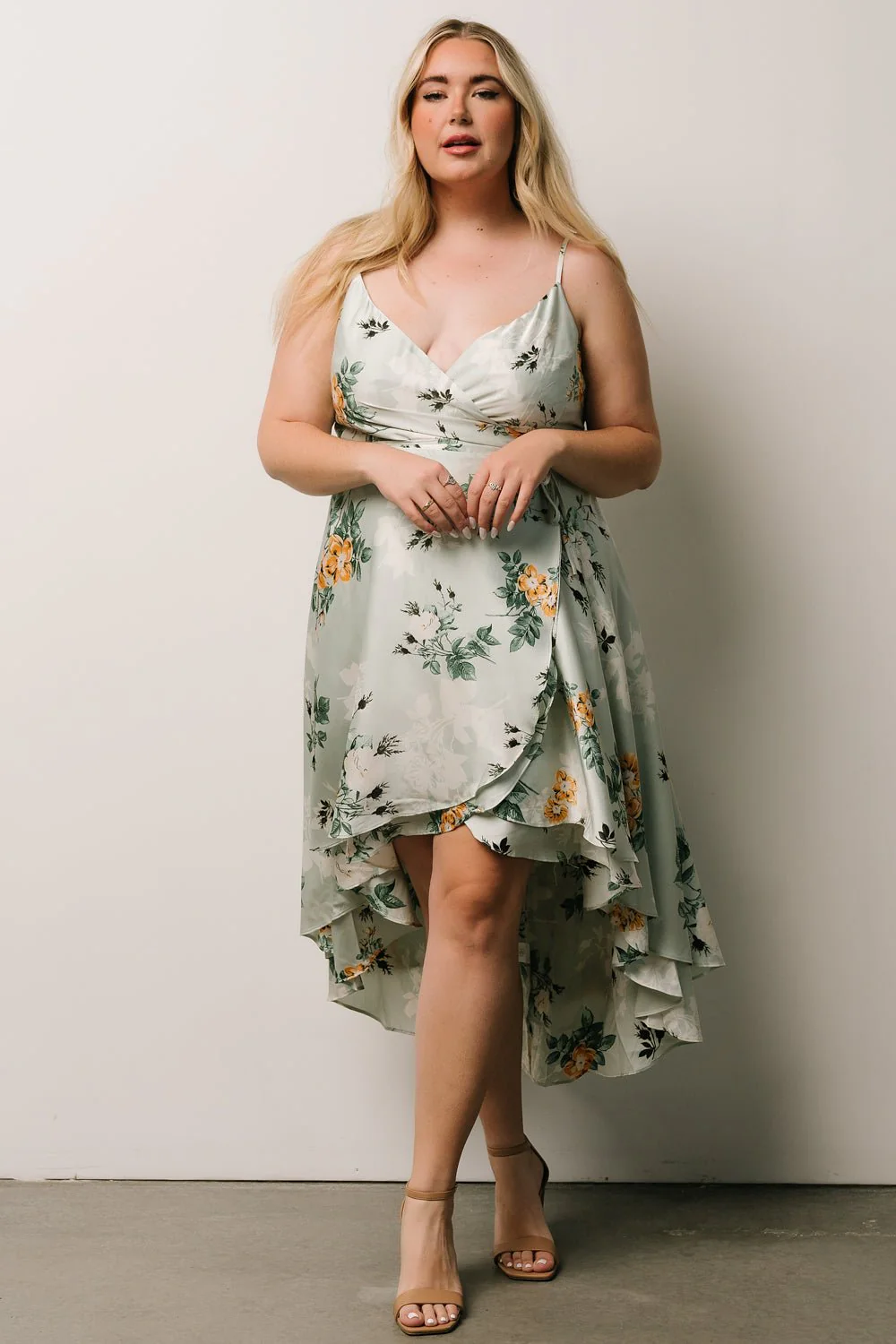 Steffi Tulip Wrap Dress | Light Sage Floral