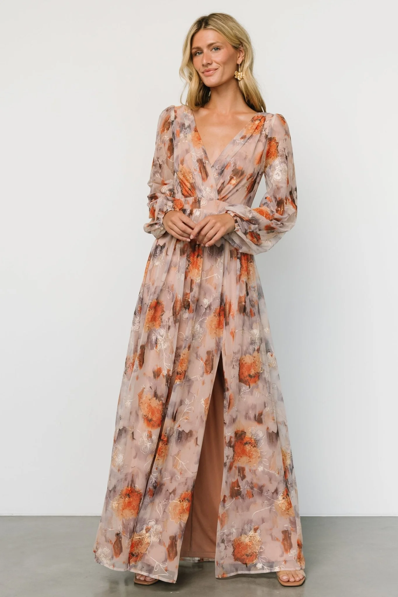 Helene Maxi Dress | Taupe Multi