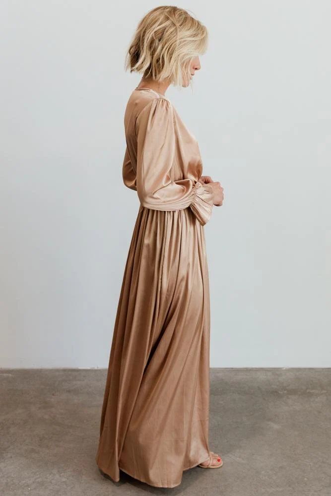 Holly Satin Maxi Dress | Champagne