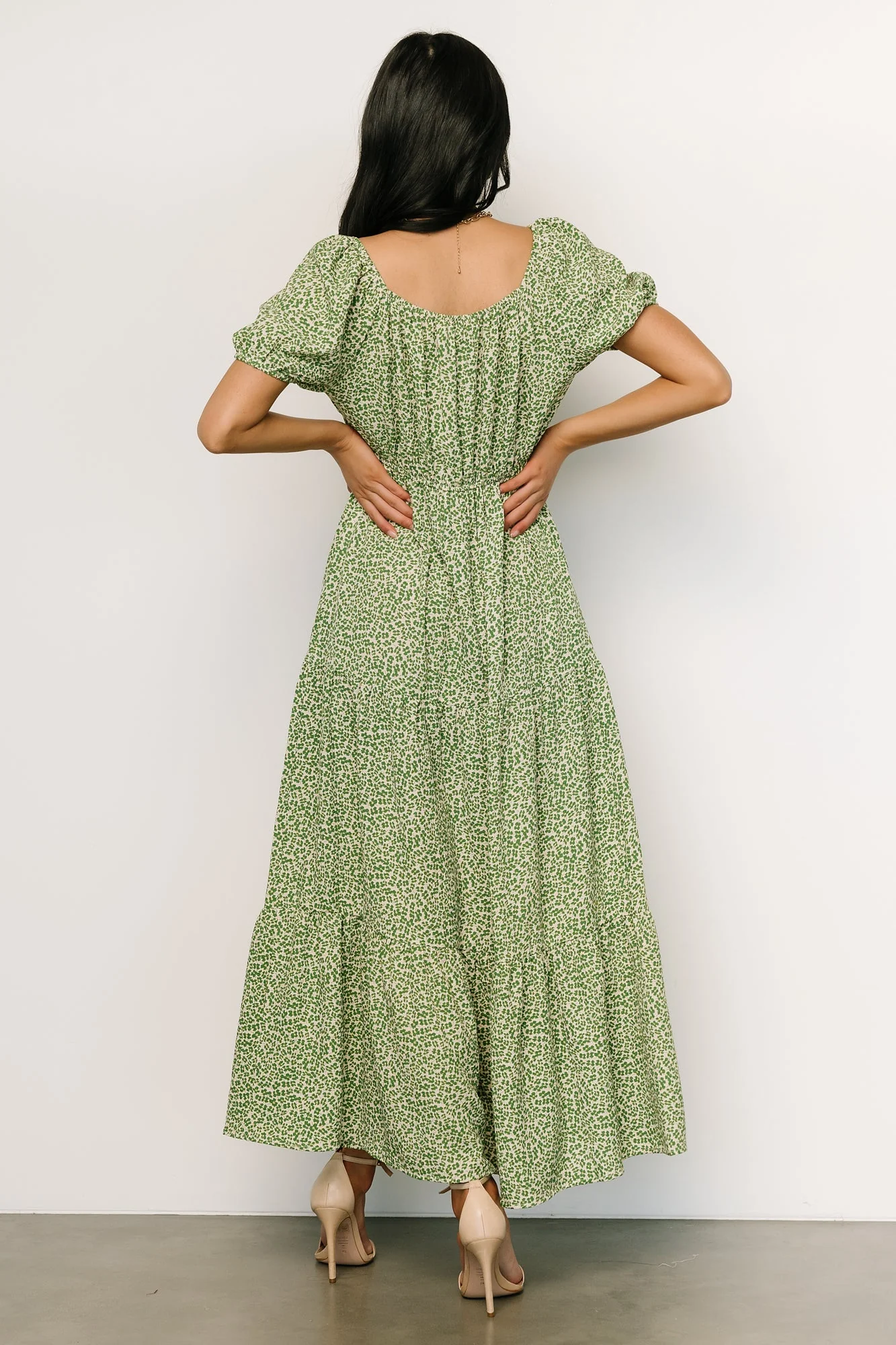 Gables Puff Sleeve Maxi Dress | Green Multi