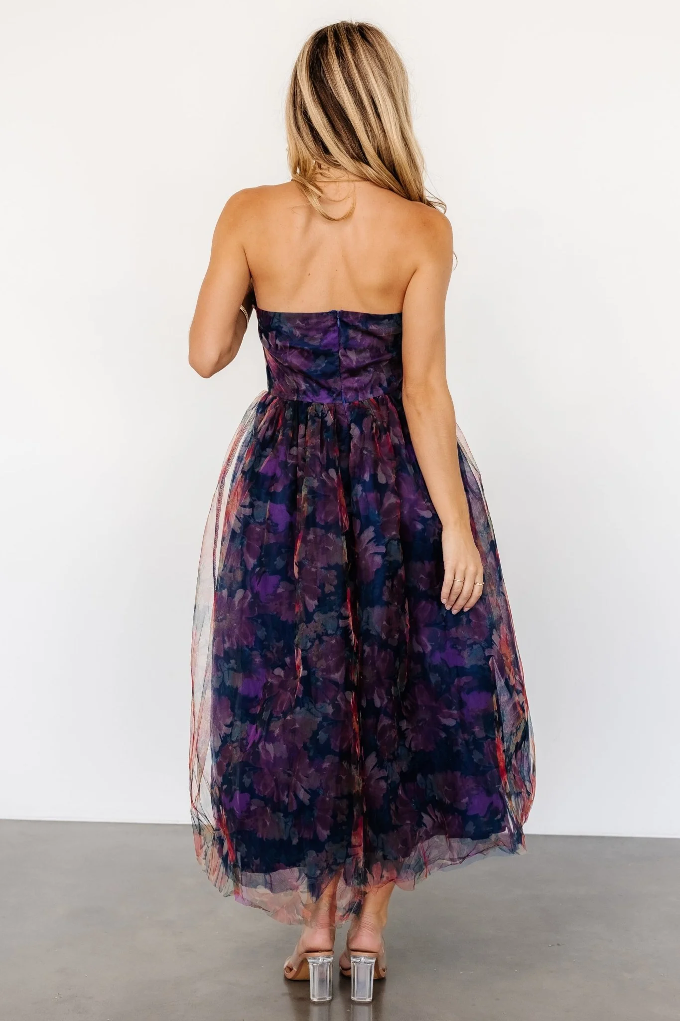 Cristelle Strapless Dress | Navy Multi Floral
