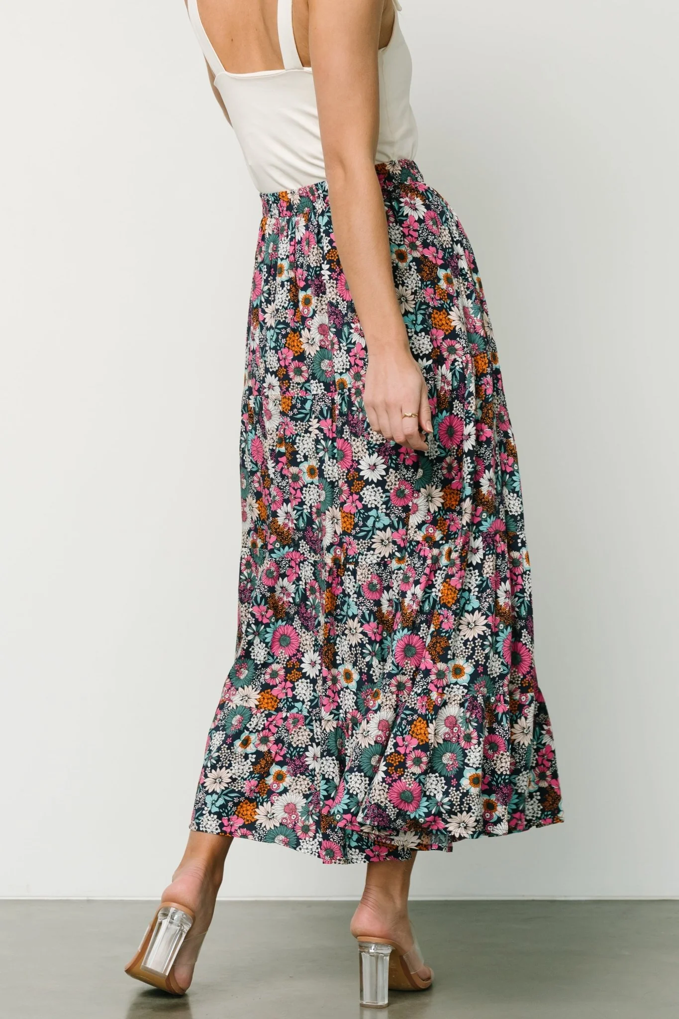 Reilly Maxi Skirt | Navy Flower Print