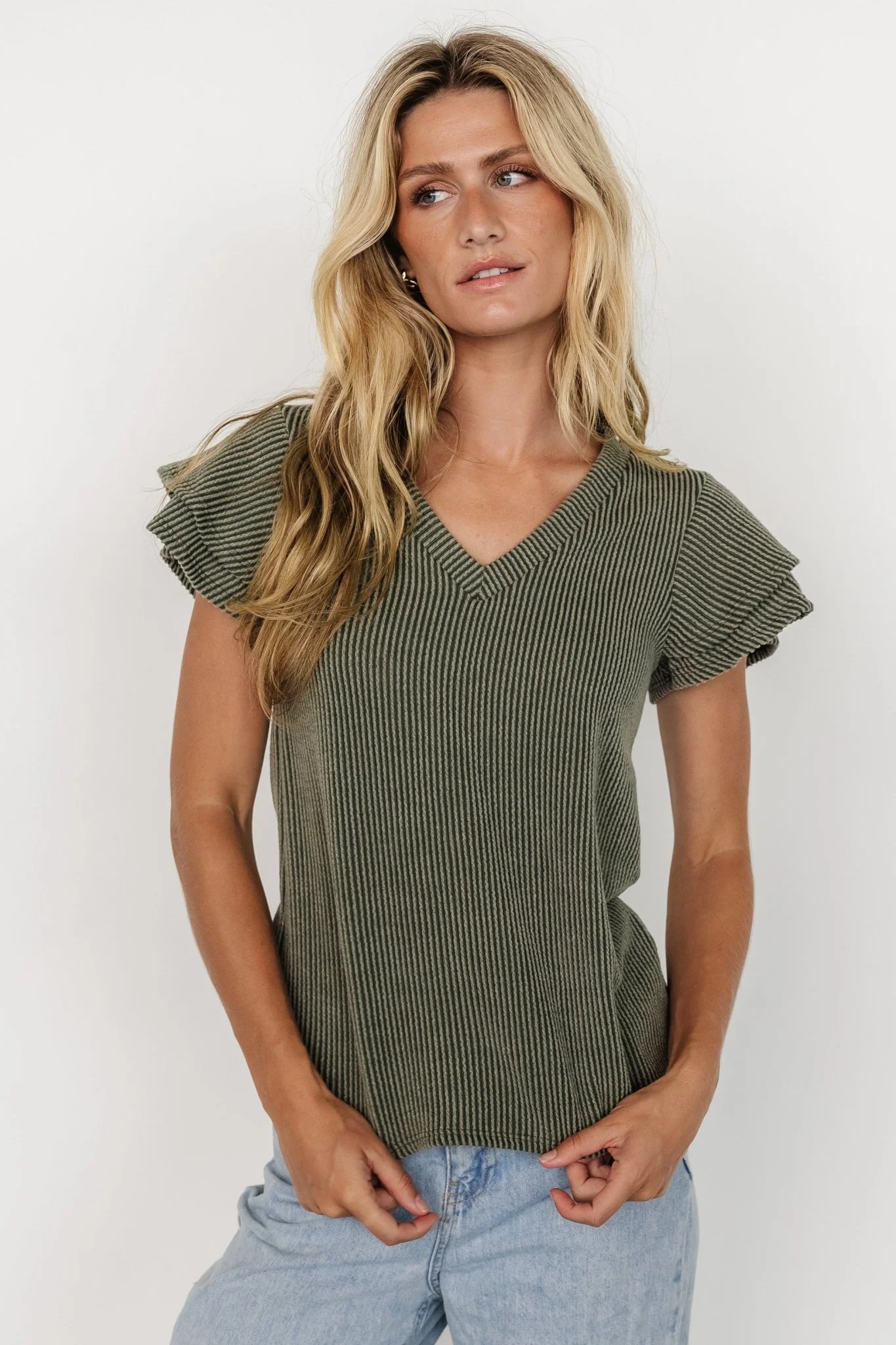 Lianna Ribbed Top | Olive