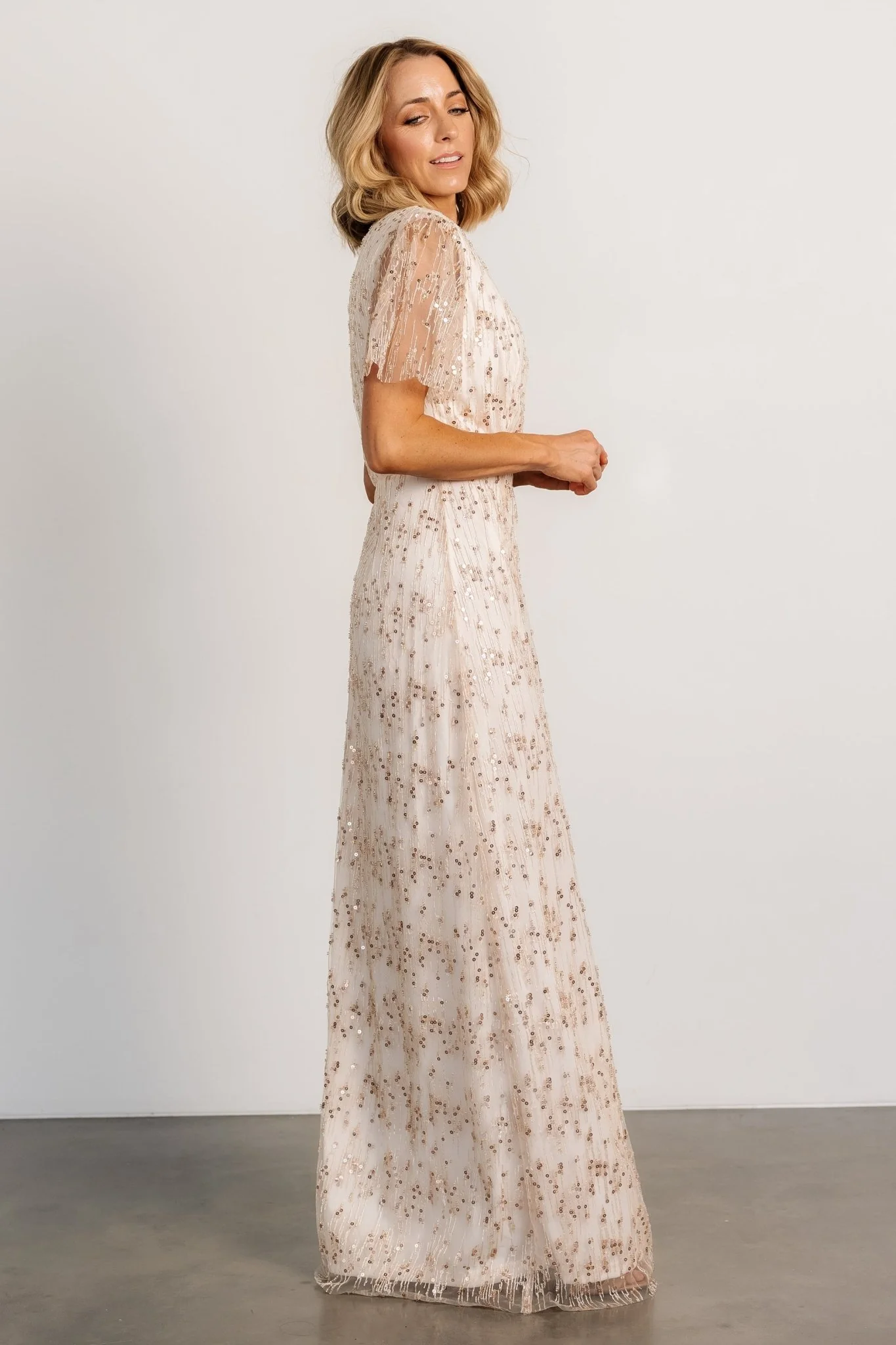 Liza Sequin Wrap Maxi Dress | Rose Gold