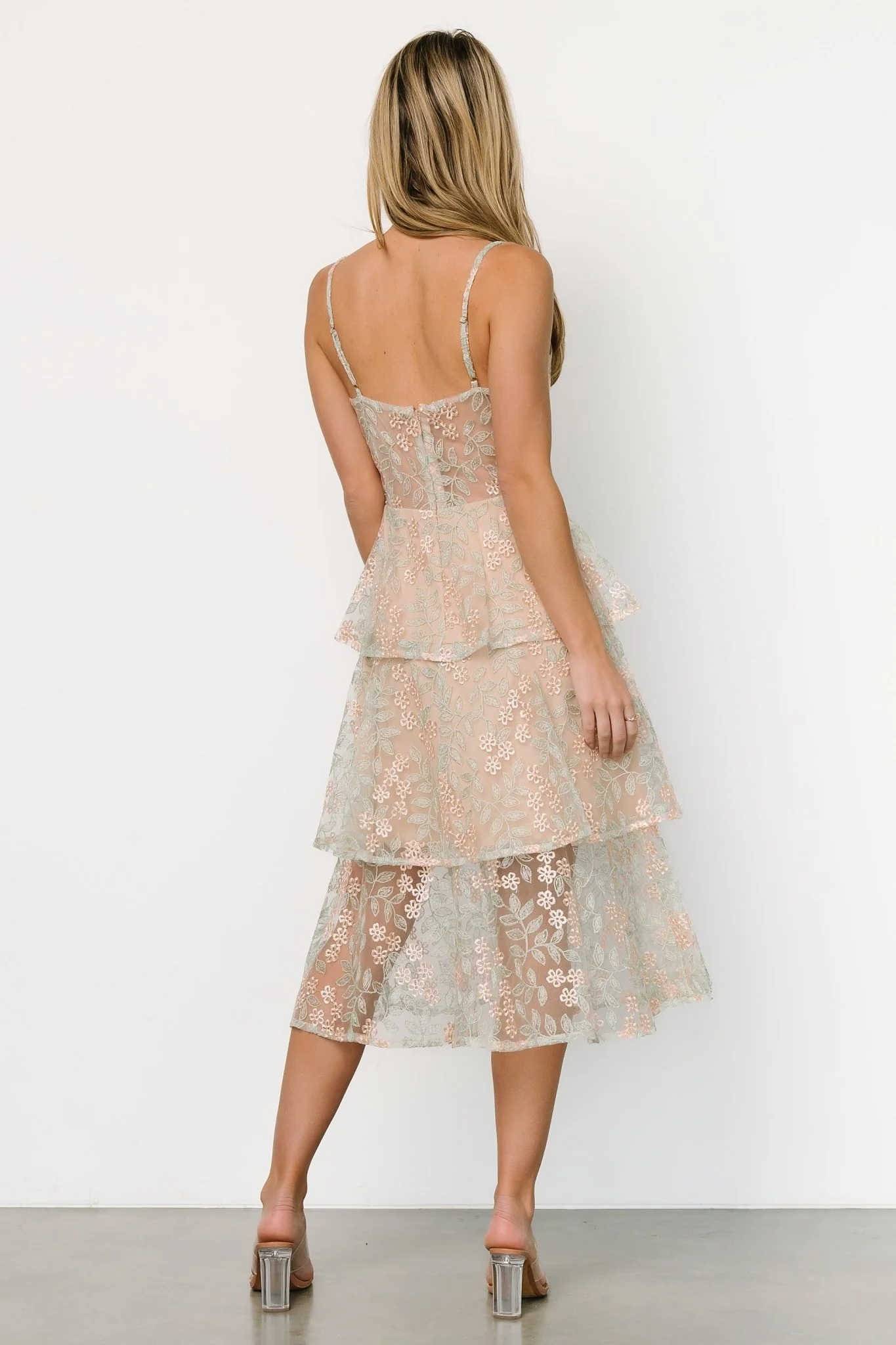 Georgiana Embroidered Midi Dress | Sage