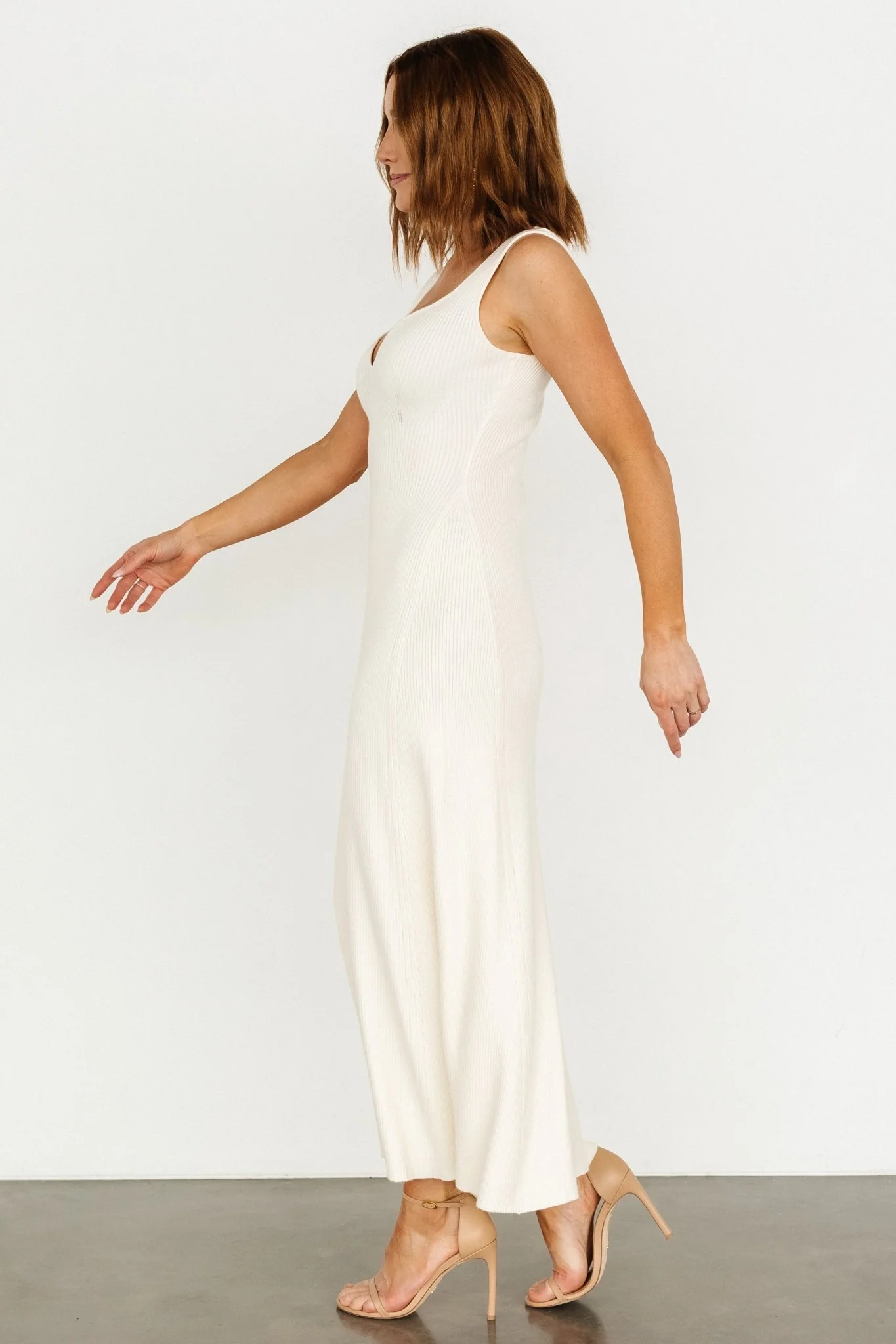 Justine Ribbed Tank Maxi Dress | Cream