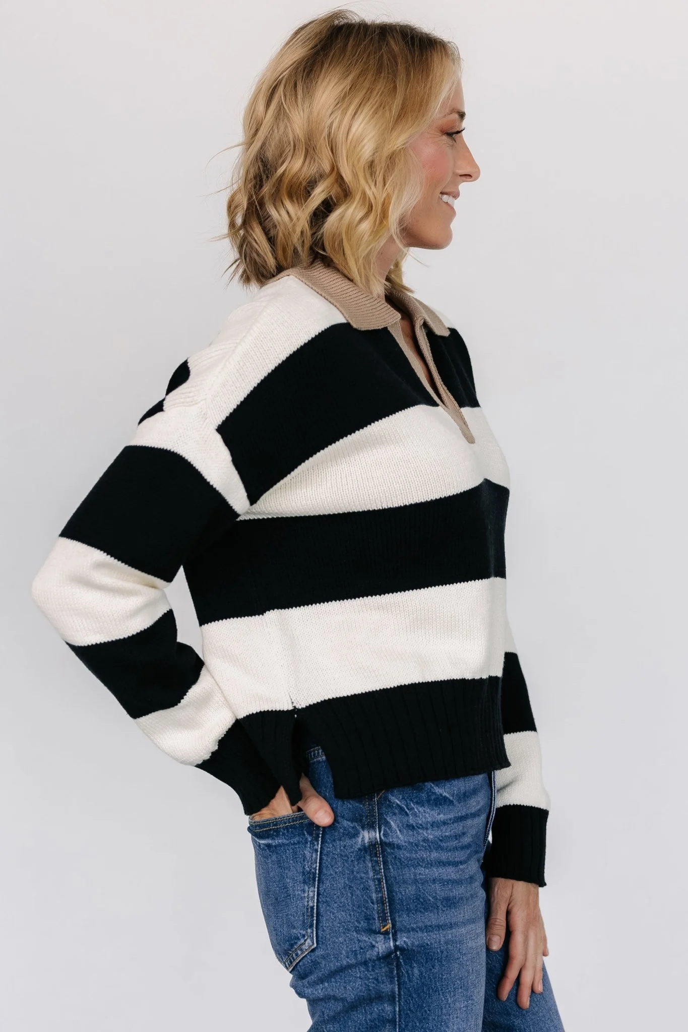 Alec Striped Sweater | Black + Ivory