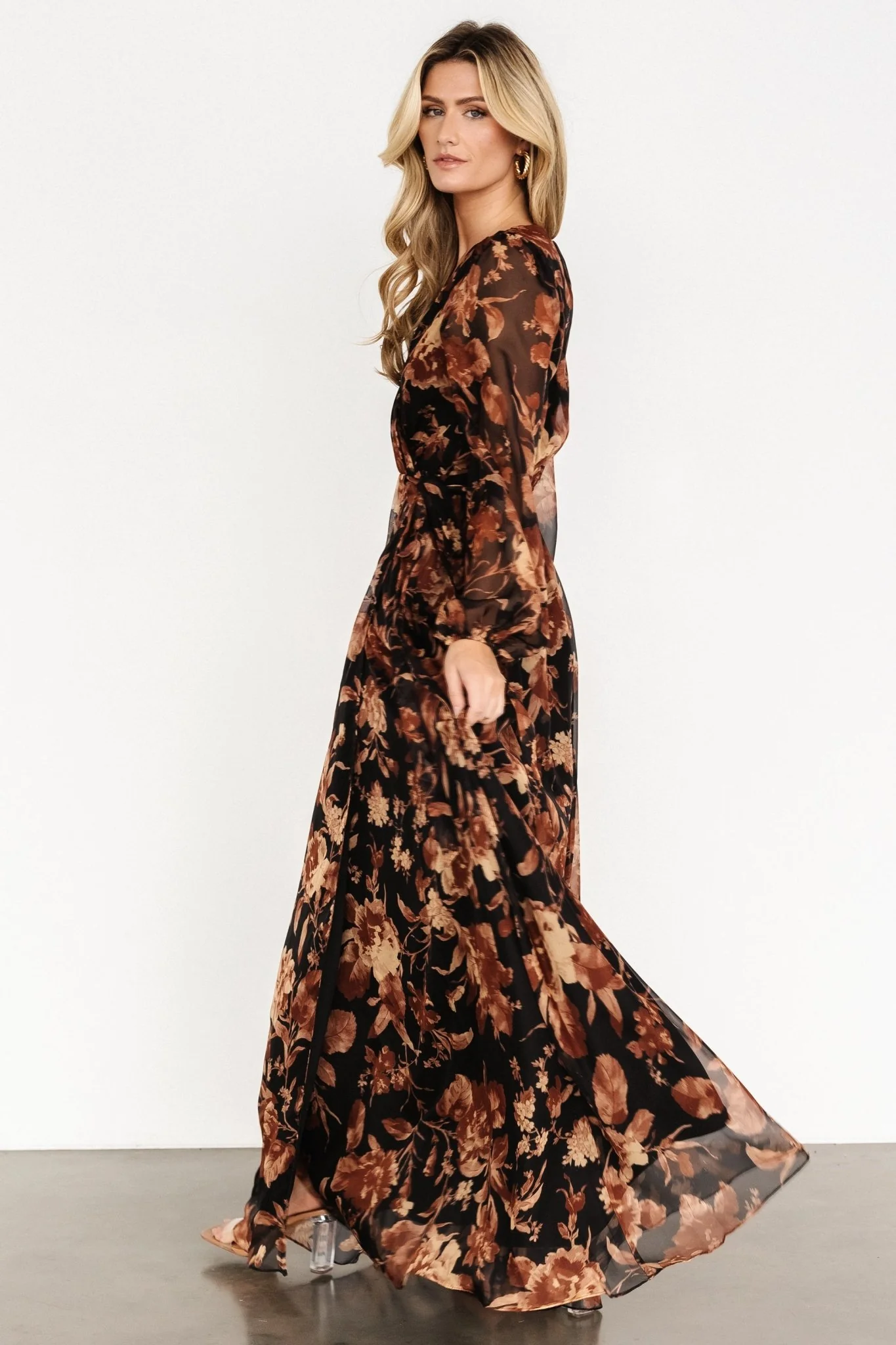 Maura Wrap Maxi Dress | Black Print