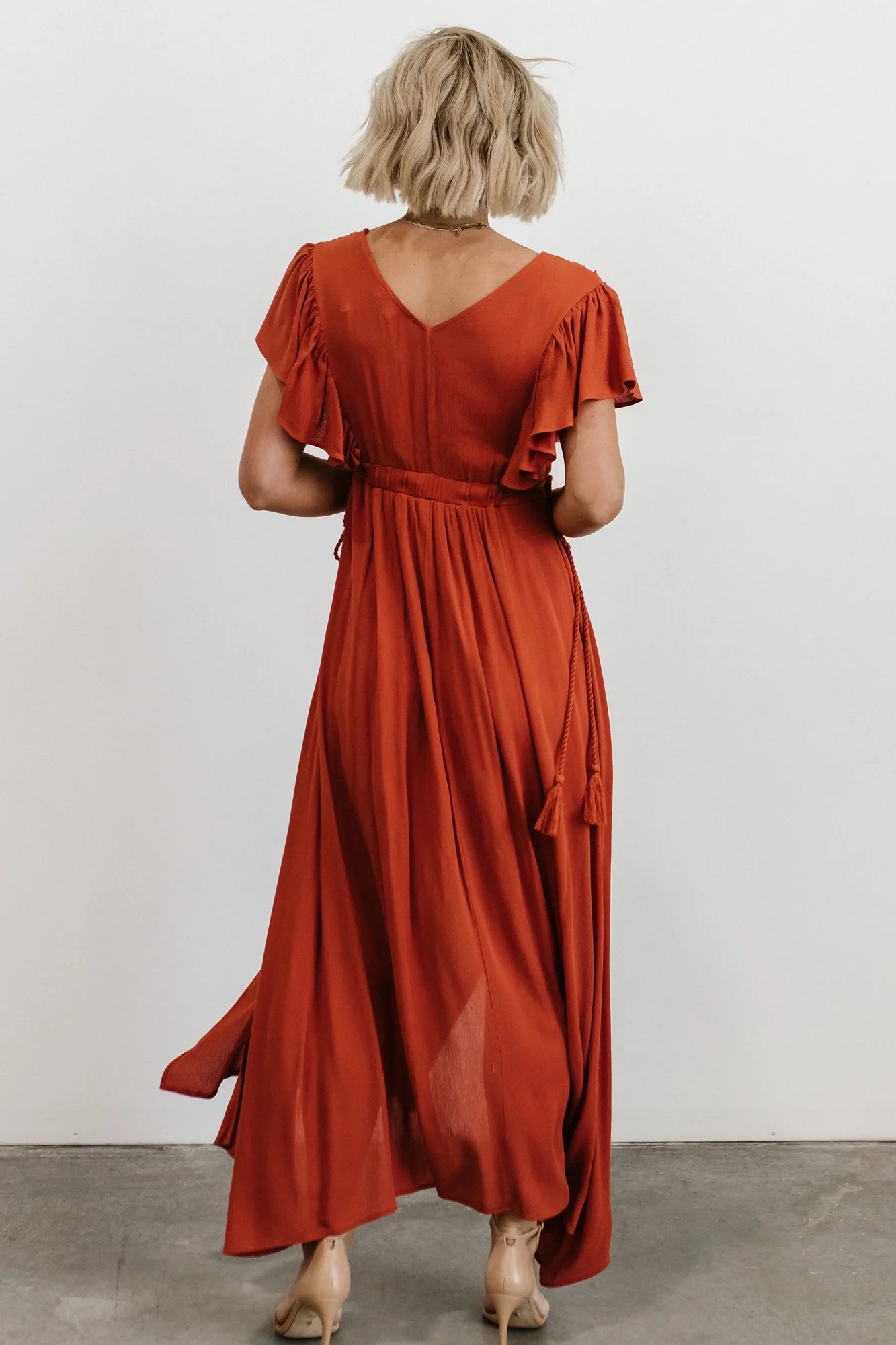 Jennifer Deep V Maxi Dress | Rust