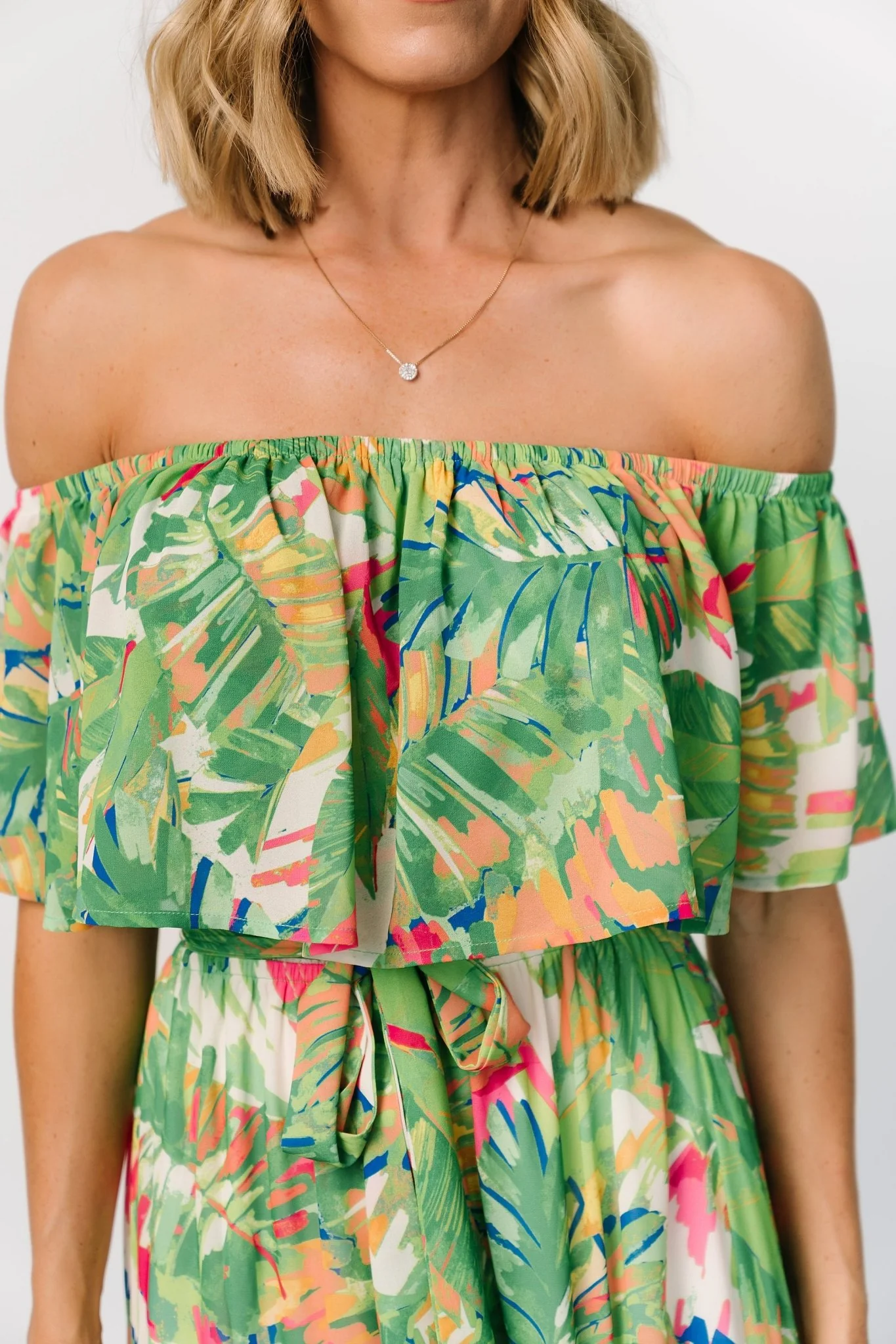 Sonoma Off Shoulder Maxi Dress | Green Multi