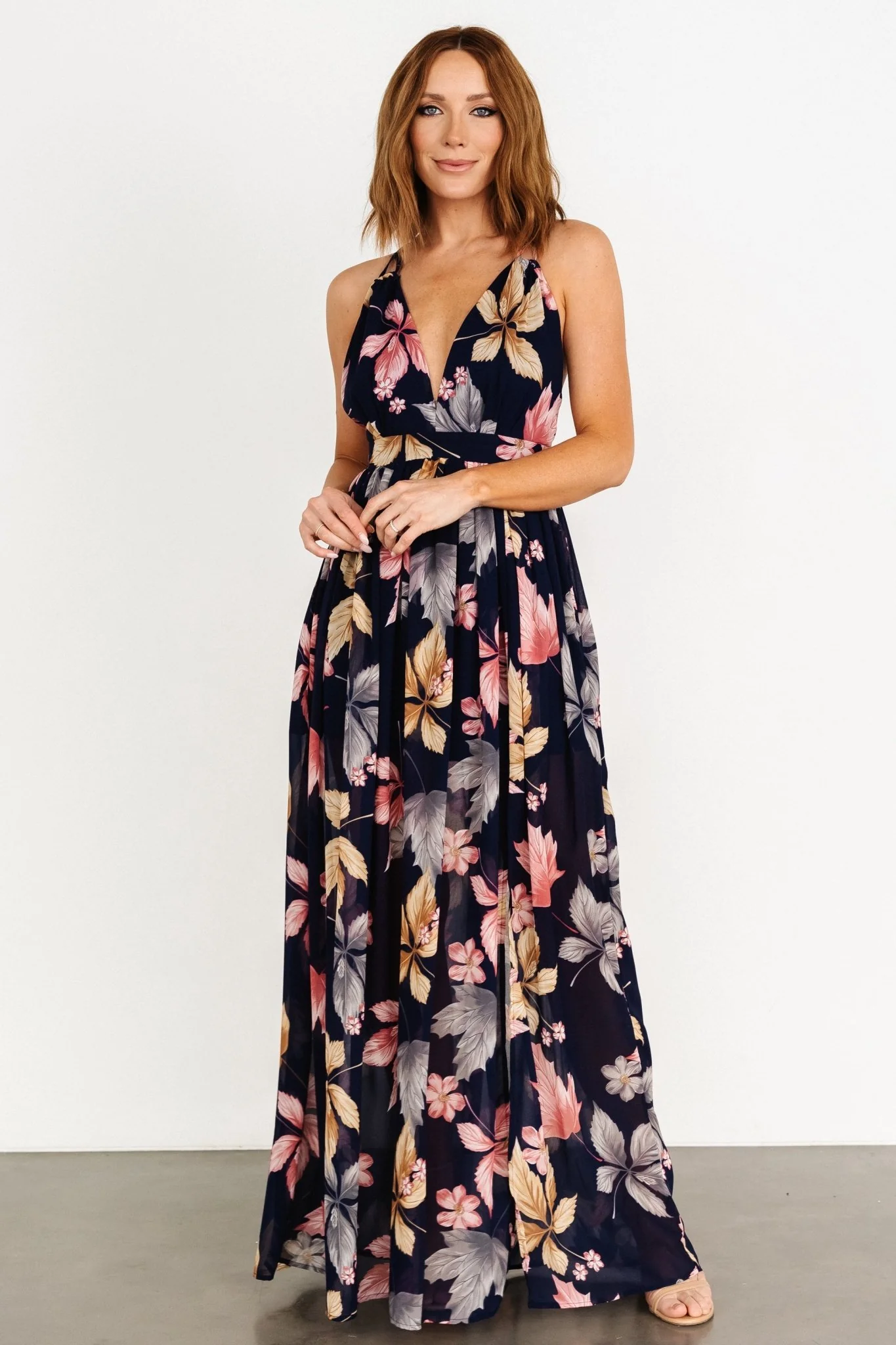 Suvi Open Back Maxi Dress | Navy Print